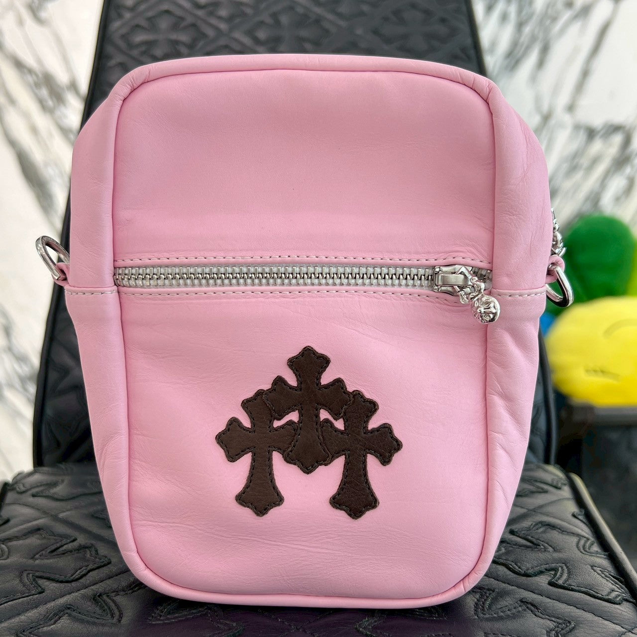 CHROME HEARTS TAKAMINI 3 Cemetery Cross Patch Leather Shoulder Bag クロムハーツ タカミニ 3セメタリークロスパッチ レザーショルダーバッグ