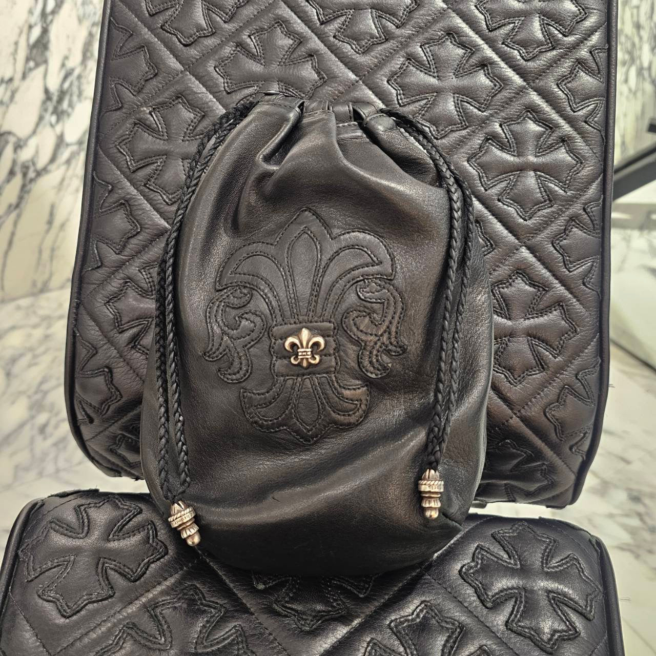 CHROME HEARTS BS FLARE PATCH DRW STRNG SACK クロムハーツ BSフレアパッチ ドローストリング 巾着