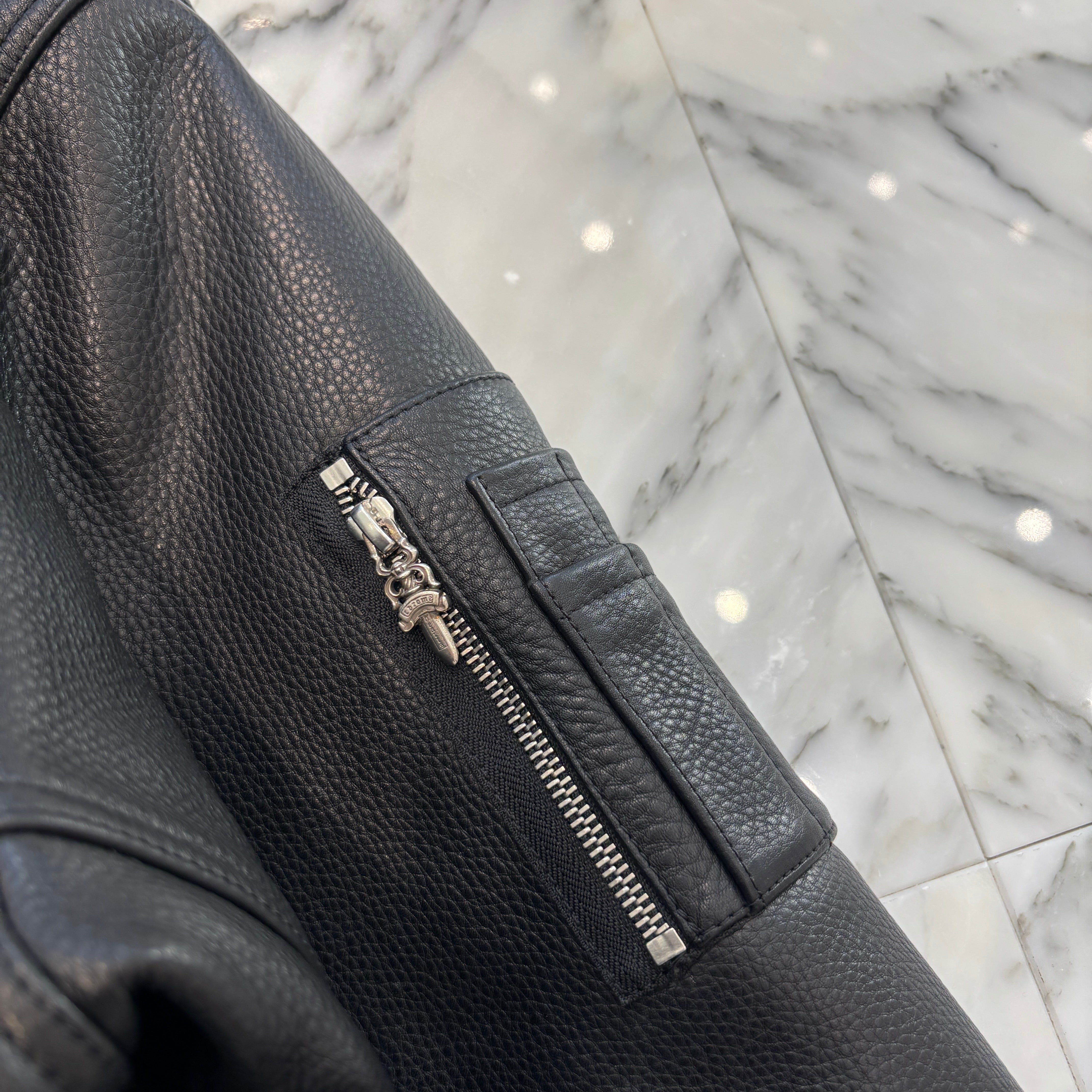 CHROME HEARTS LETTERMAN CH Patch Leather Blouson Jacket Size M クロムハーツ レターマン CHパッチ レザーブルゾンジャケット サイズM