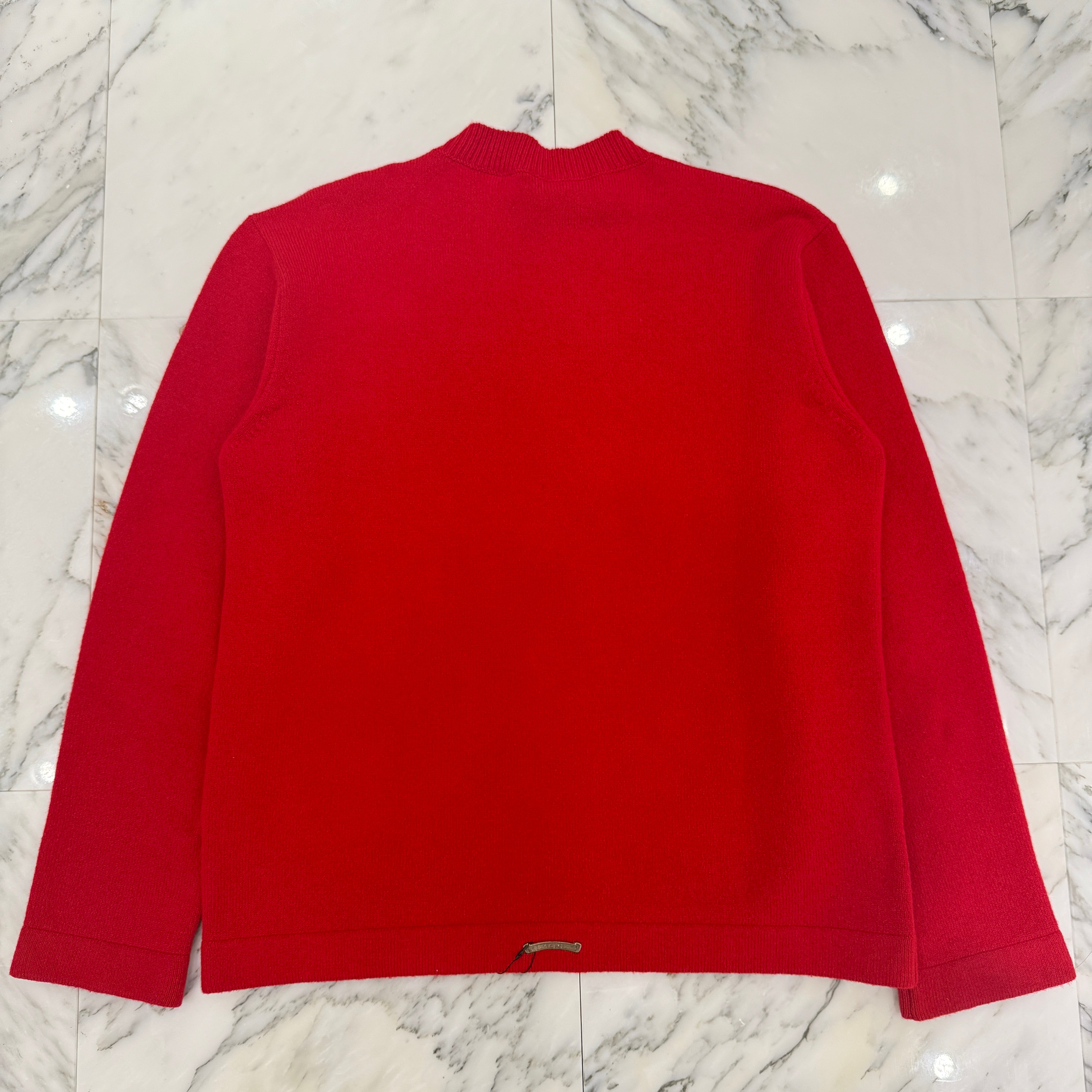 CHROME HEARTS Y NOT King Taco 3 Cemetery Cross Leather Patch Cashmere Knit Sweater Size M クロムハーツ ワイノット キングタコ 3セメタリークロス レザーパッチ カシミヤ ニットセーター サイズM