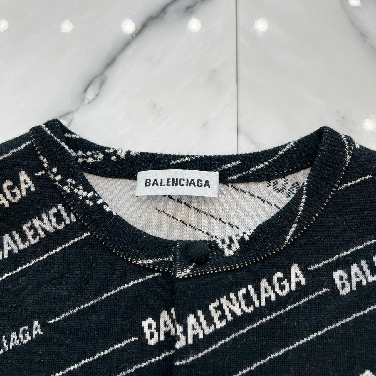 BALENCIAGA 2018AW Multi Logo Wool Cardigan 555294 T1524 Size XS バレンシアガ マルチロゴ ウールカーディガン サイズXS