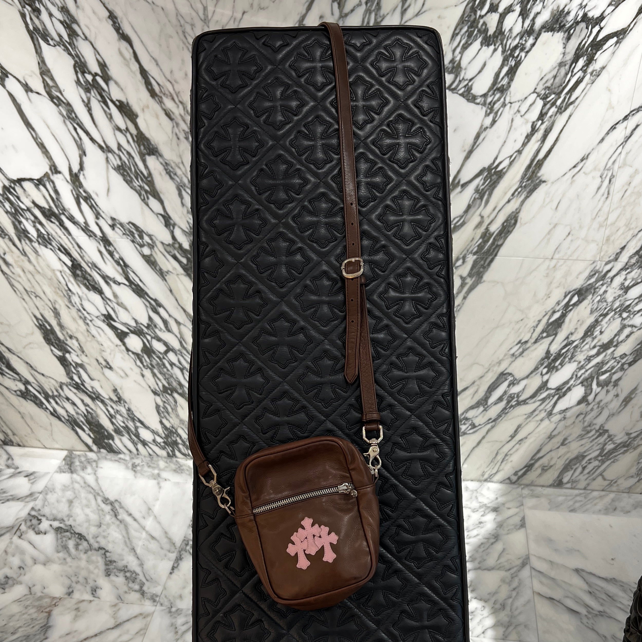 CHROME HEARTS TAKAMINI 3 Cemetery Cross Patch Leather Shoulder Bag クロムハーツ タカミニ 3セメタリー クロスパッチ レザー ショルダーバッグ