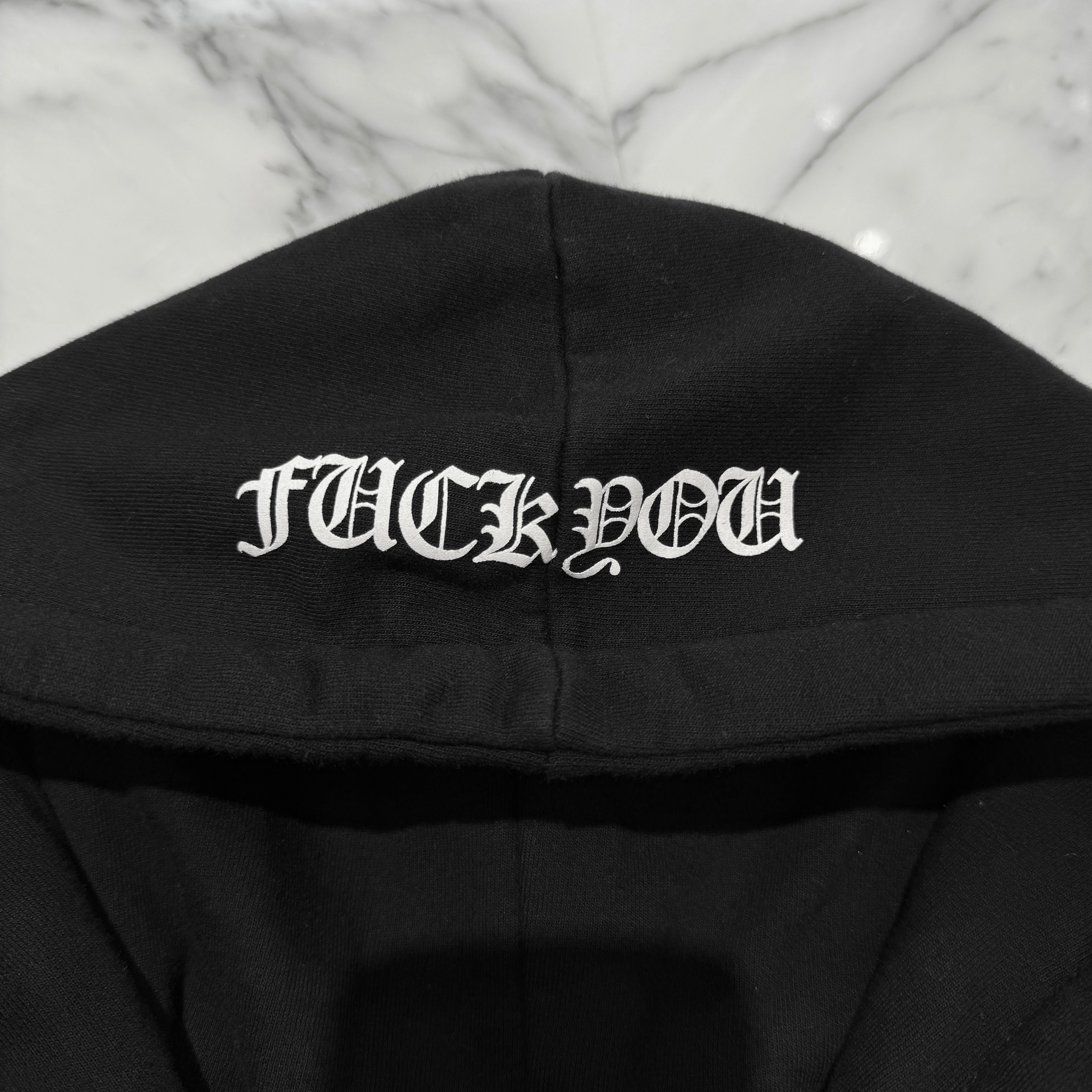 CHROME HEARTS Hooded Fuck You Horseshoe Zip-Up Hoodie Size S