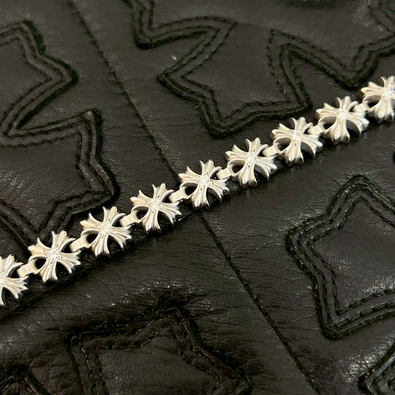 CHROME HEARTS Tiny Plus BRACELET 1 Diamond White Rhodium Coating 19コマ クロムハーツ タイニープラス ブレスレット 1ダイヤモンド ホワイトロジウムコーティング 19コマ