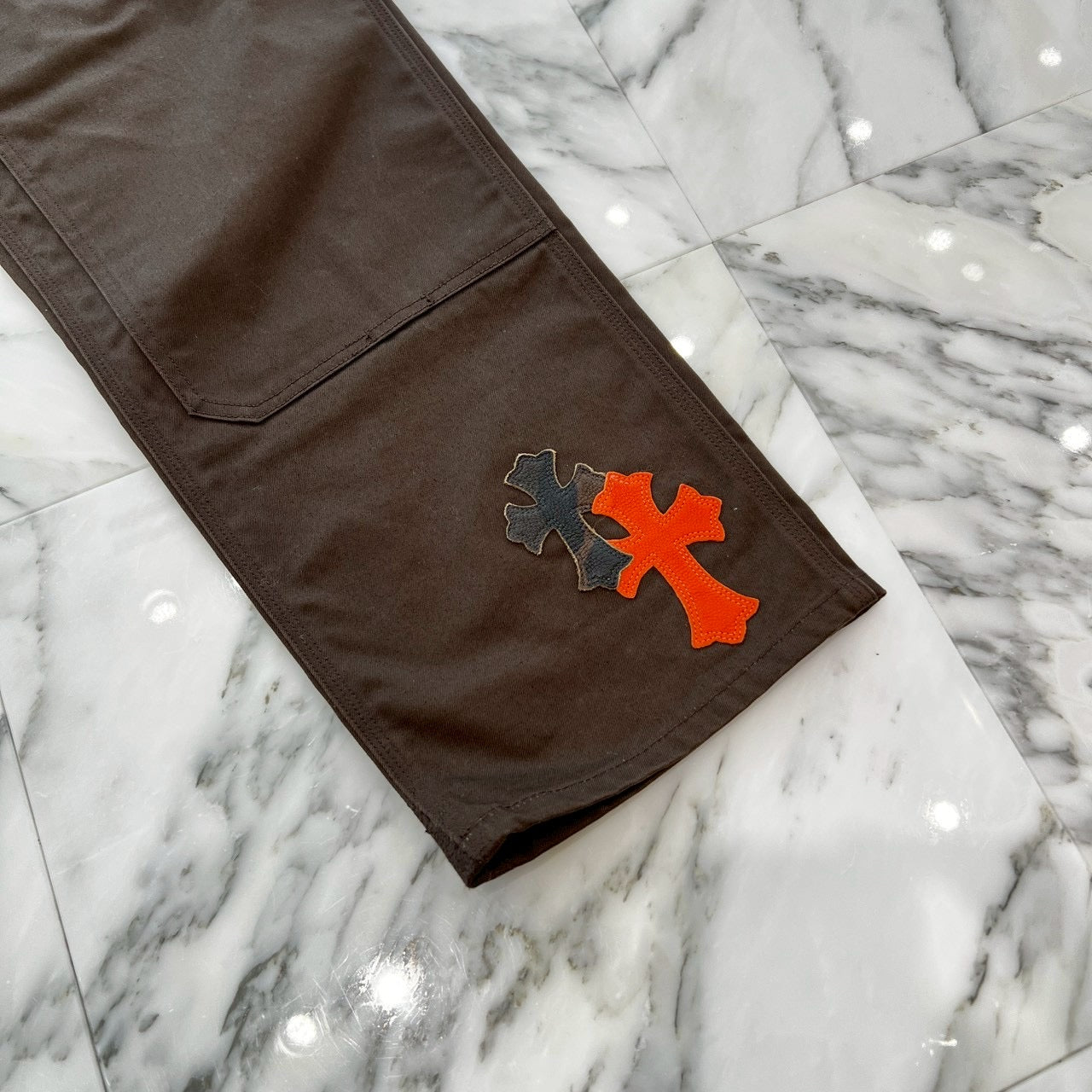 CHROME HEARTS Multi Leather Patch Carpenter Cross Ball Button Denim Pants Size 33 クロムハーツ マルチレザーパッチ カーペンター クロスボールボタン デニムパンツ サイズ33