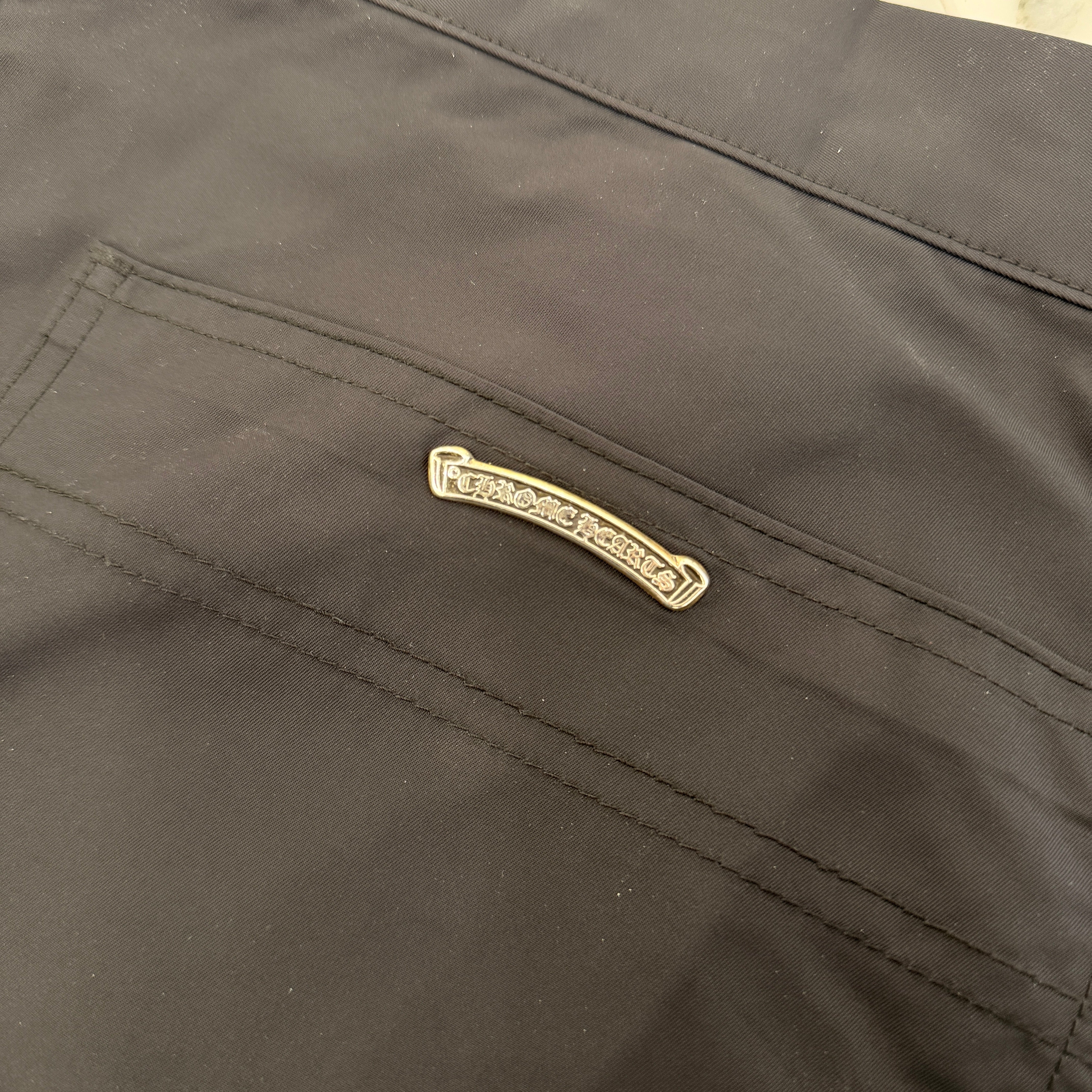 CHROME HEARTS Carpenter Double Knee Leather Cross Patch Nylon Shorts Size 36 クロムハーツ カーペンター ダブルニー レザークロスパッチ ナイロン ショーツ サイズ36