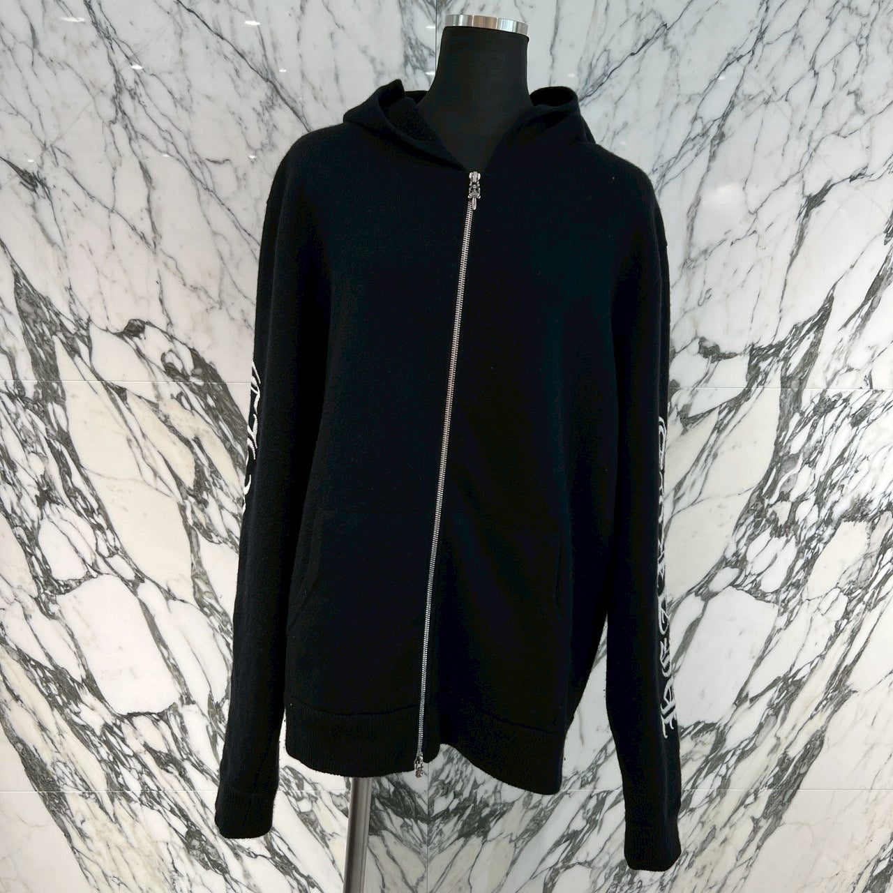 CHROME HEARTS Y NOT Arm Logo Cashmere Knit Zip Up Hoodie Size M クロムハーツ ワイノット アームロゴ カシミヤジップアップフーディ サイズM