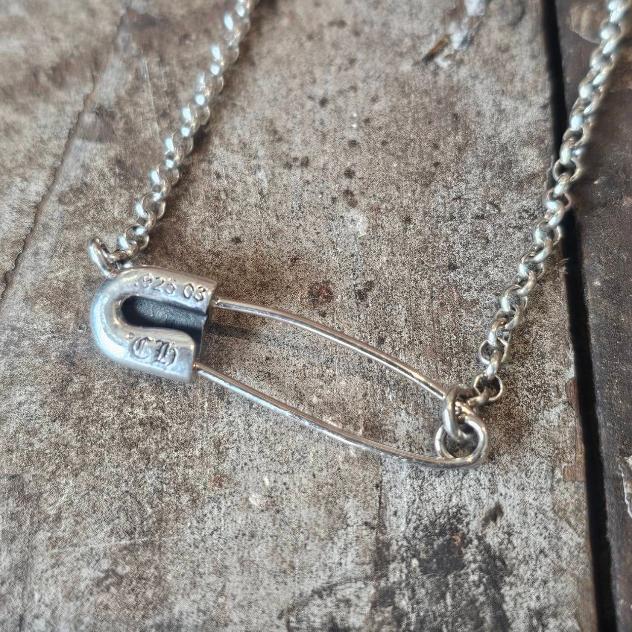 CHROME HEARTS Safety Pin Roll Chain Necklace Size 18 Inch クロムハーツ セーフティピン ロールチェーン ネックレス 18インチ