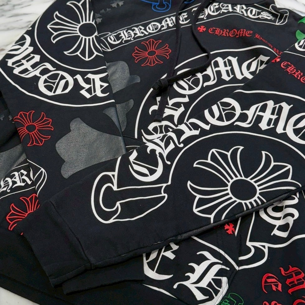 クロムハーツ STENCIL HOODIE 総柄オンライン限定ステンシルプリントパーカー メンズ L