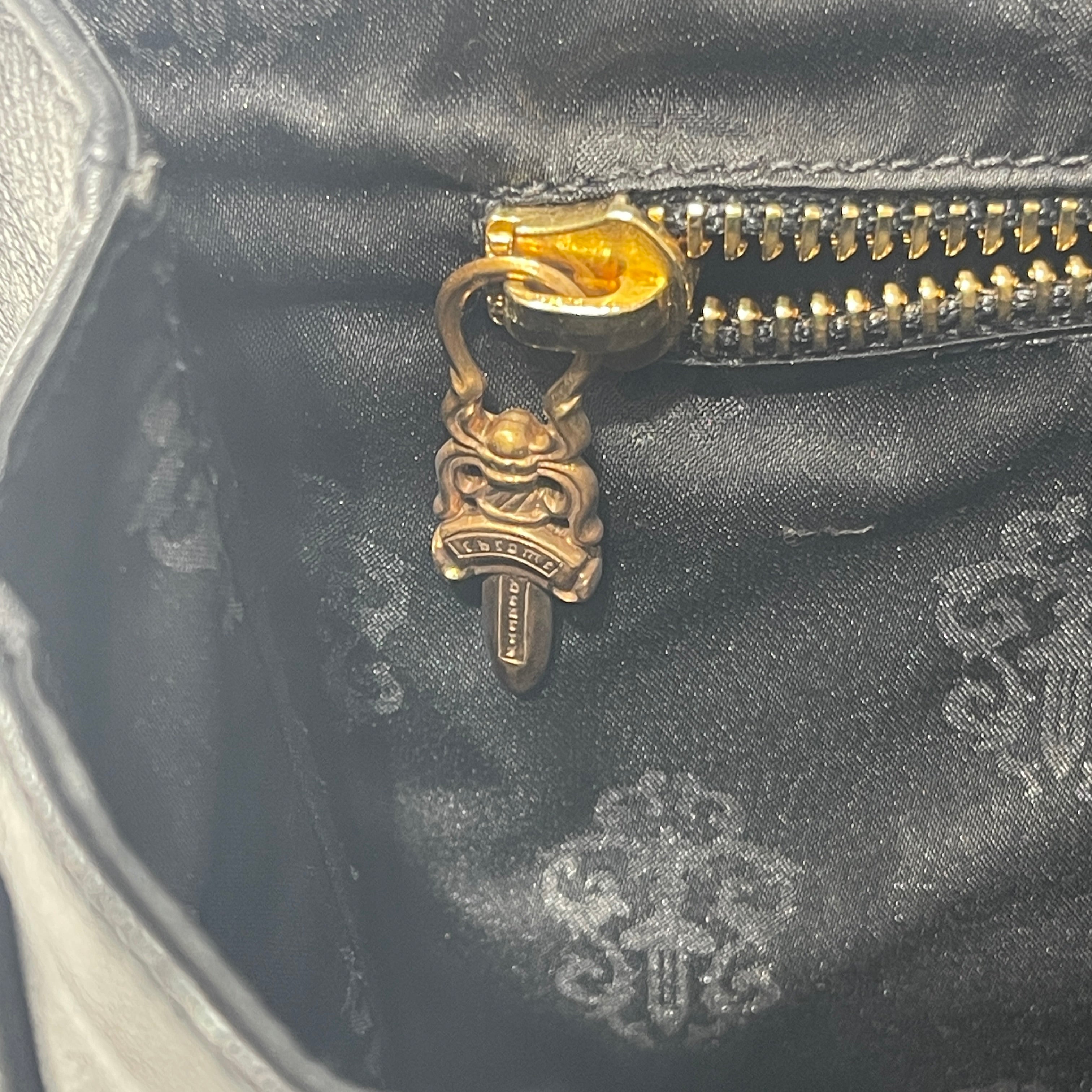 CHROME HEARTS GROW UP 2WAY Bronze CH Cross Leather Shoulder Bag