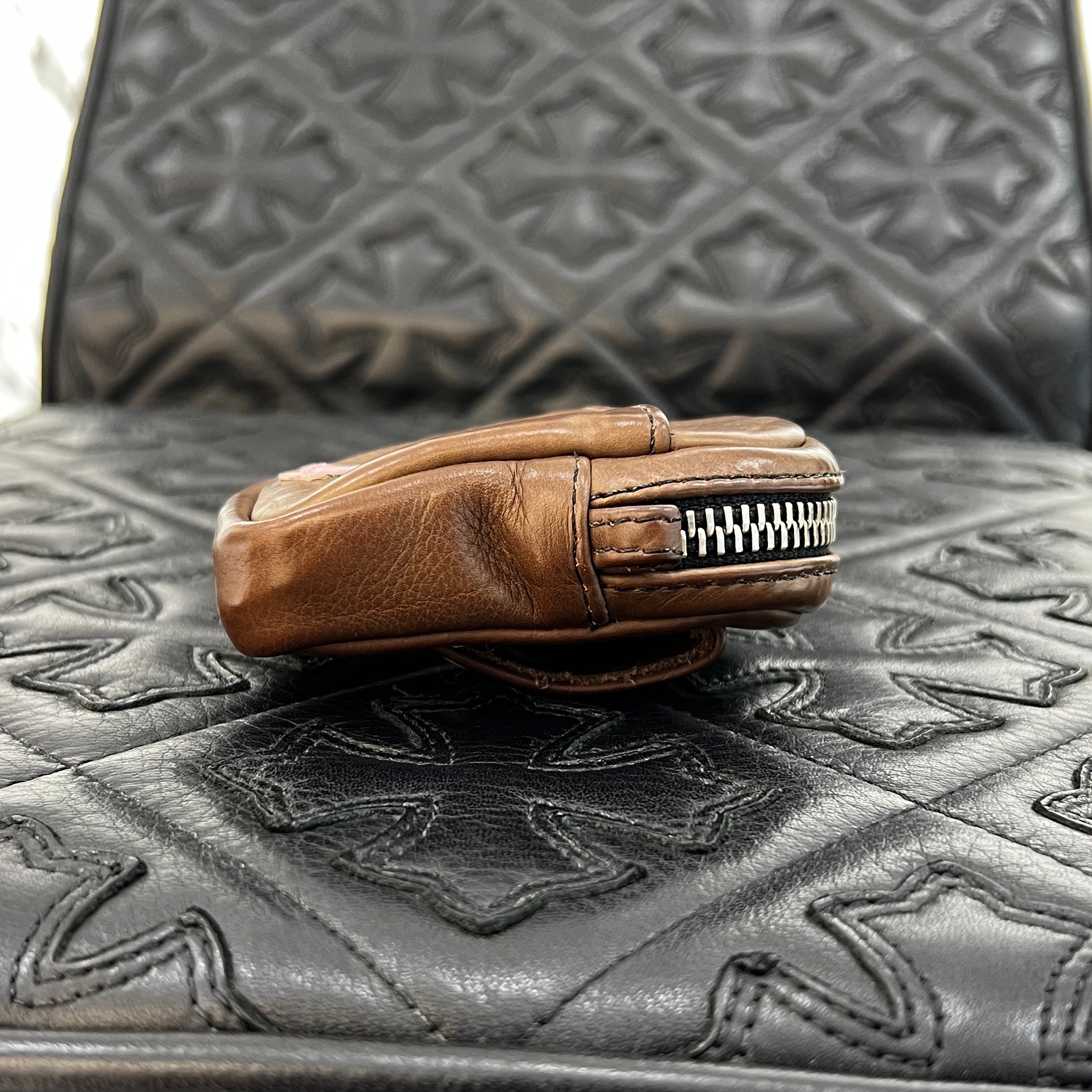 CHROME HEARTS Cross Leather Patch Wrist Bag クロムハーツ クロス