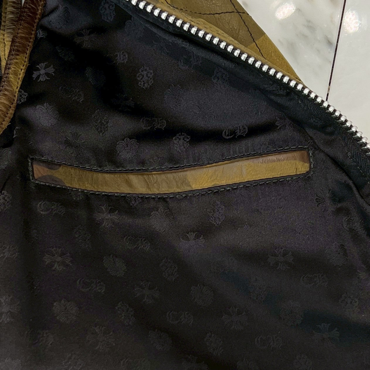 CHROME HEARTS Camouflage Leather Cross Patch DUCK VEST Size L クロムハーツ カモフラージュ レザークロスパッチ ダックベスト サイズL