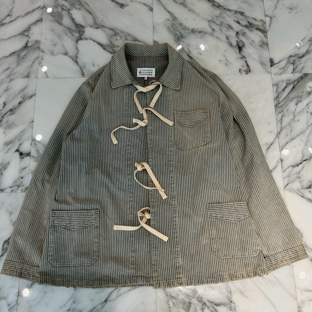 Maison Margiela Striped Washed Effect Jacket 2021SS S50DL0457 S30738 Size 39 メゾンマルジェラ ストライプウォッシュドエフェクトジャケット サイズ39