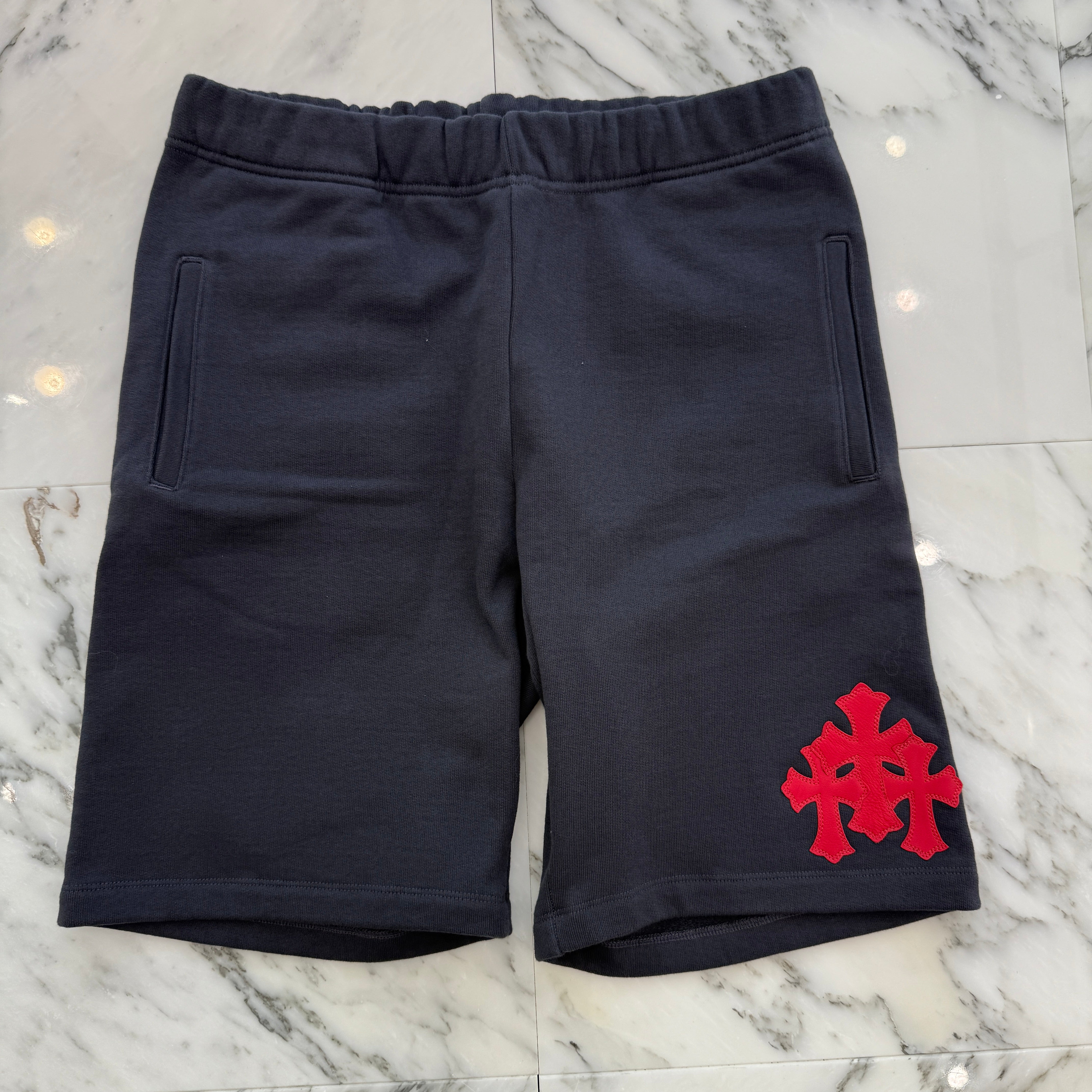 CHROME HEARTS GRP Y NOT 3 Cemetery Cross Patch Sweat Shorts Size L クロムハーツ GRP ワイノット 3 セメタリー クロスパッチ スウェットショーツ サイズL