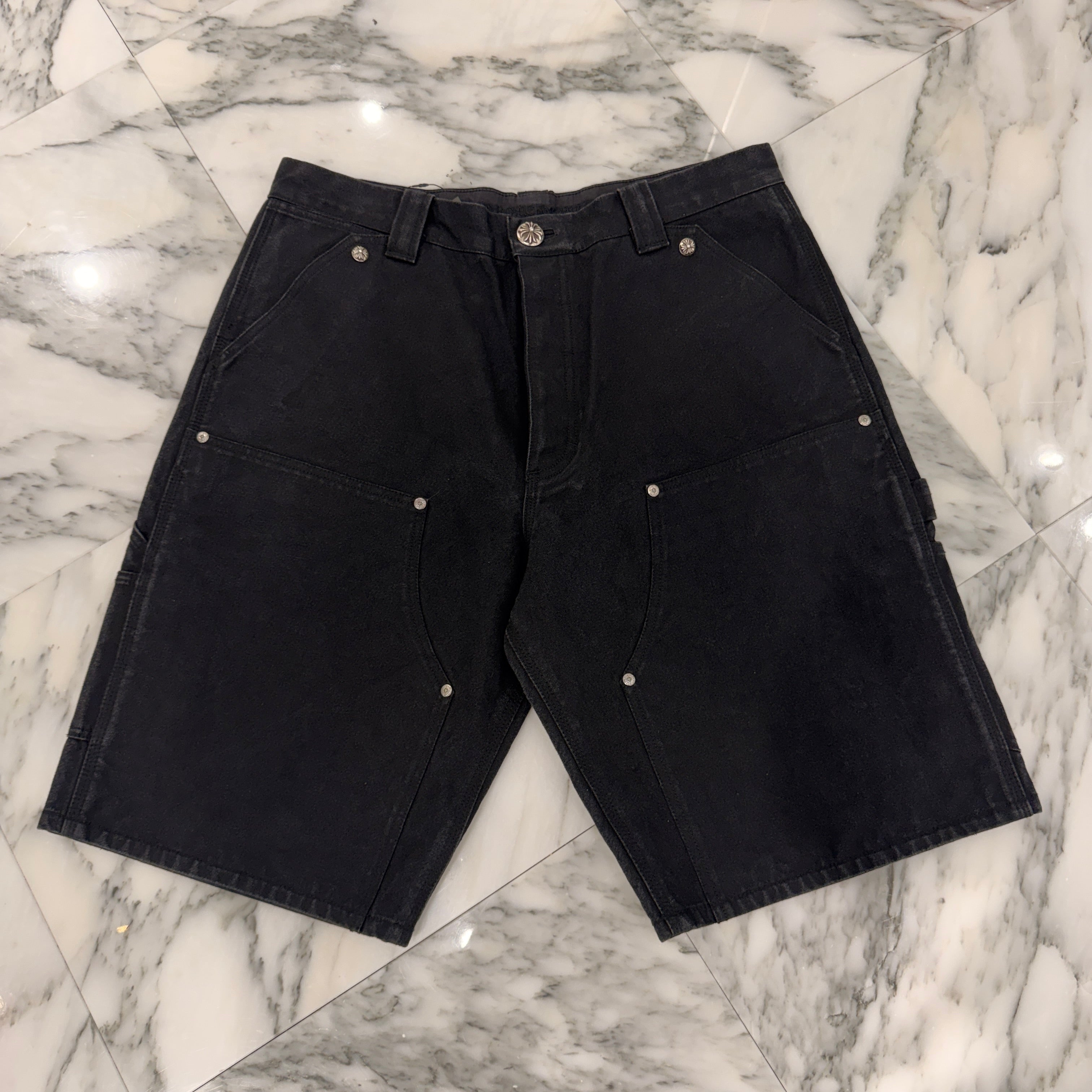 CHROME HEARTS Carpenter Cemetery Cross Patch Denim Shorts Size 34 クロムハーツ カーペンター セメタリークロスパッチ デニムショーツ サイズ34