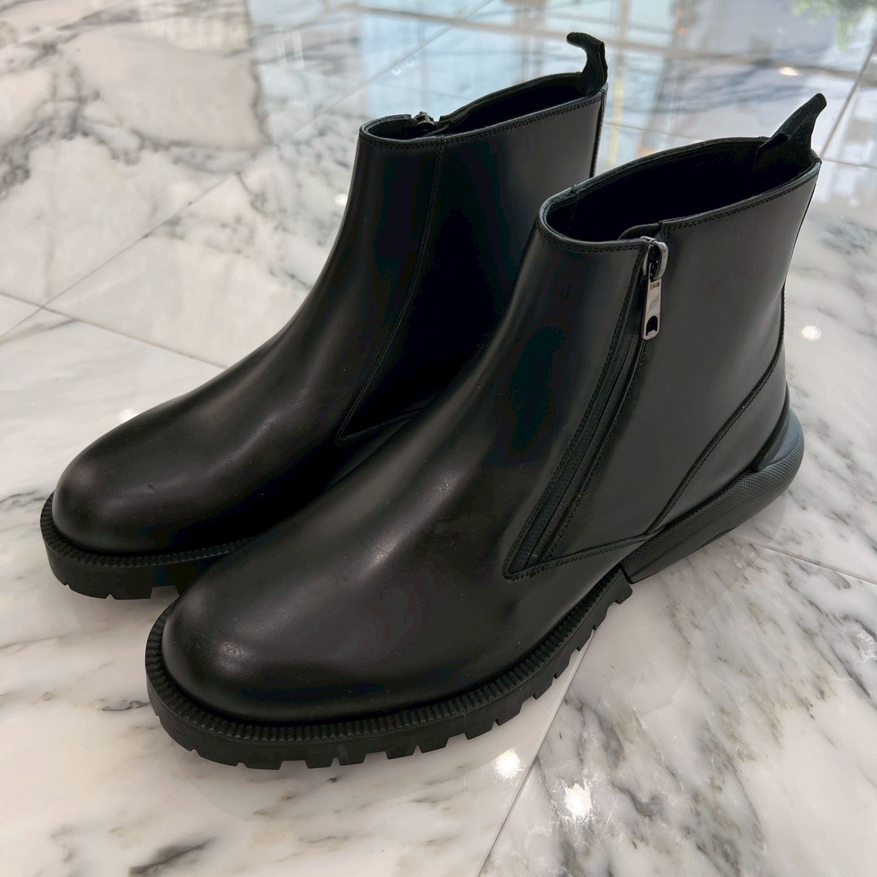 DIOR Side Zip Leather Short Boots 20EBM Size 42（27cm）ディオール サイドジップ レザーショートブーツ サイズ42(27cm)