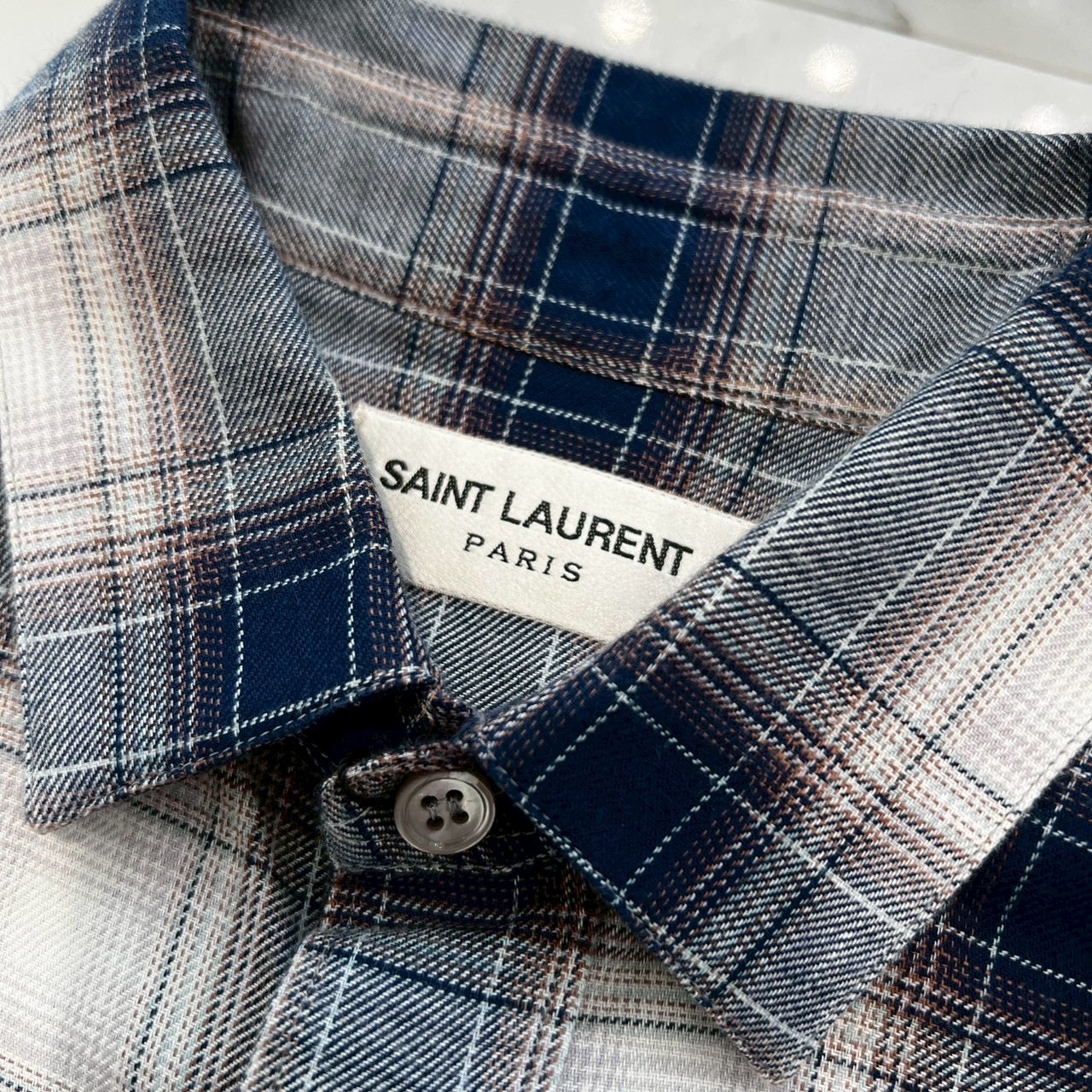 SAINT LAURENT PARIS 2015AW Ombre Check Cotton Shirt 376954 Y737J