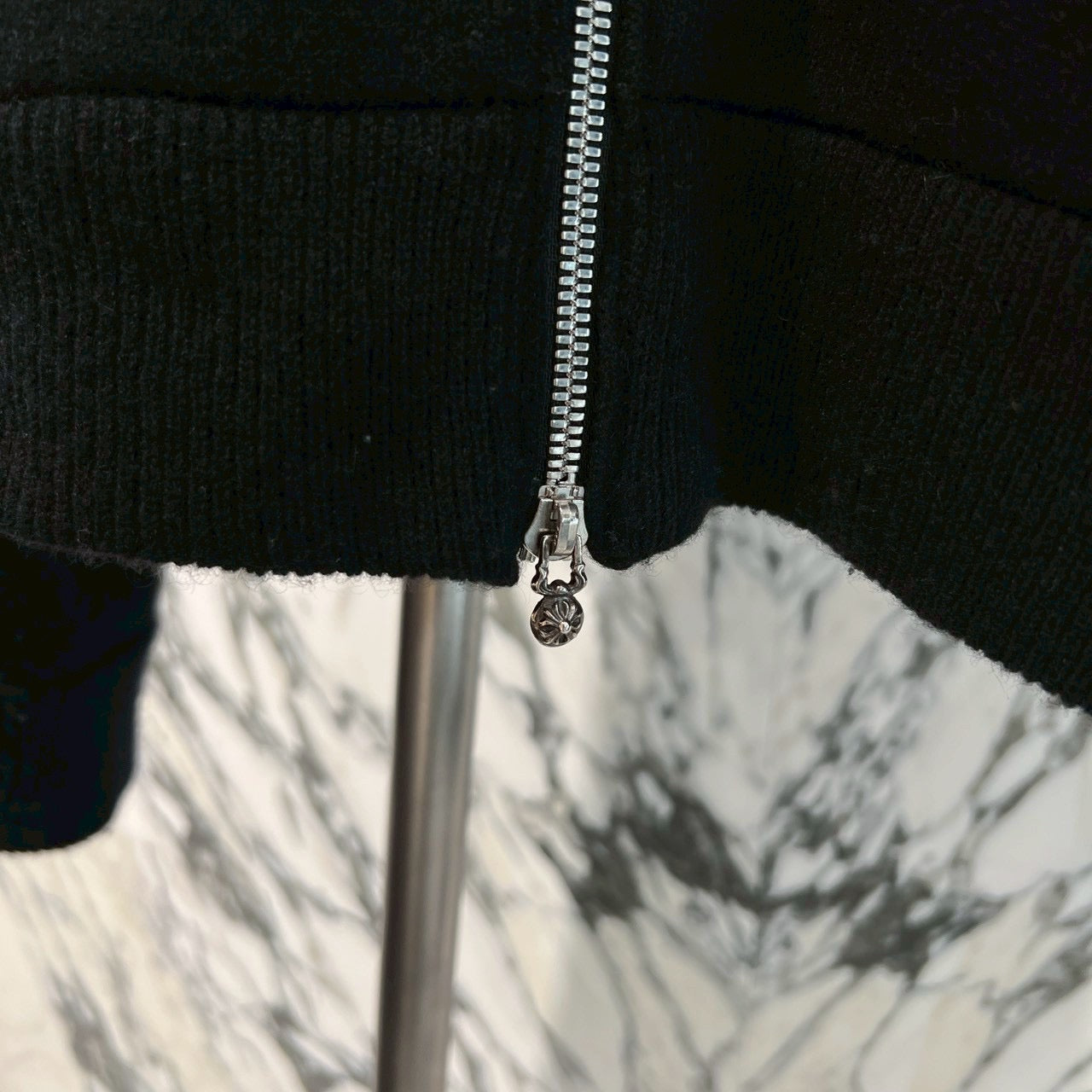 CHROME HEARTS Y NOT Arm Logo Cashmere Knit Zip Up Hoodie Size M クロムハーツ ワイノット アームロゴ カシミヤジップアップフーディ サイズM