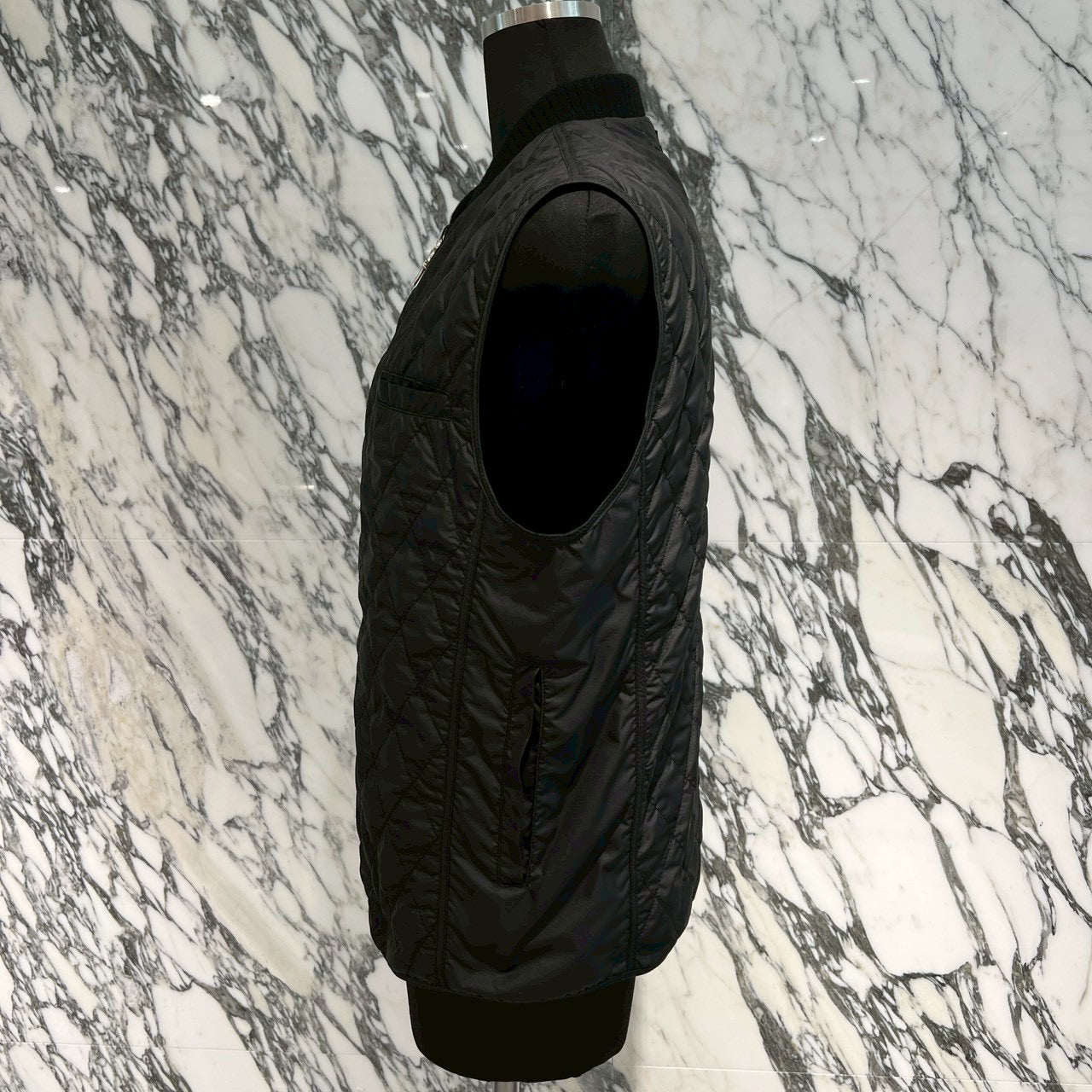 CHROME HEARTS Papa Leather Cross Patch Quilting Vest Size M クロムハーツ パパ レザークロスパッチ ベスト サイズM