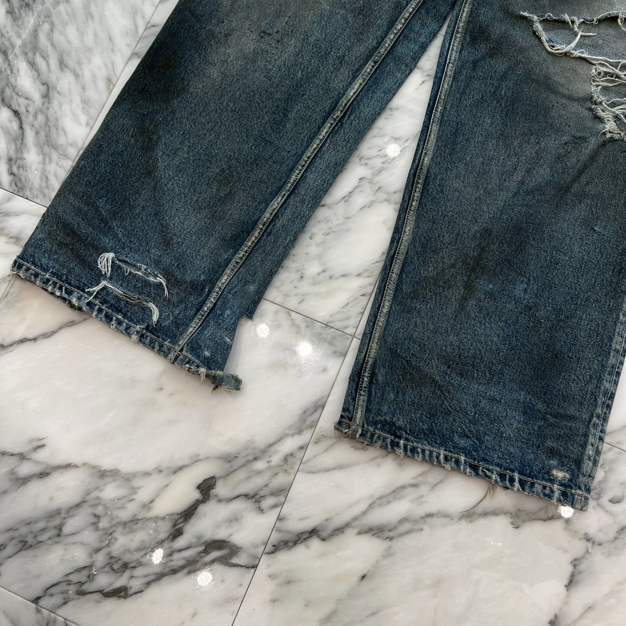 BALENCIAGA 2023SS Distressed Baggy Denim Pants 745213 TNW01 Size XS バレンシアガ ダメージ加工 バギーデニムパンツ サイズXS