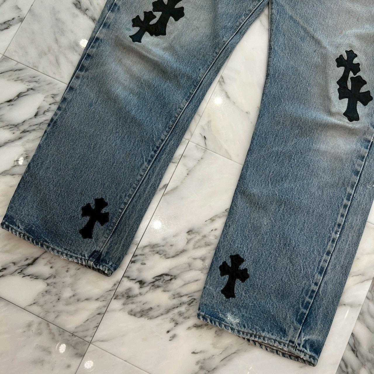 CHROME HEARTS × Levi's Body VNTG Cross Leather Patch Jeans Size 36 クロムハーツ × リーバイスボディ ヴィンテージ クロスレザーパッチ ジーンズ デニムパンツ サイズ36