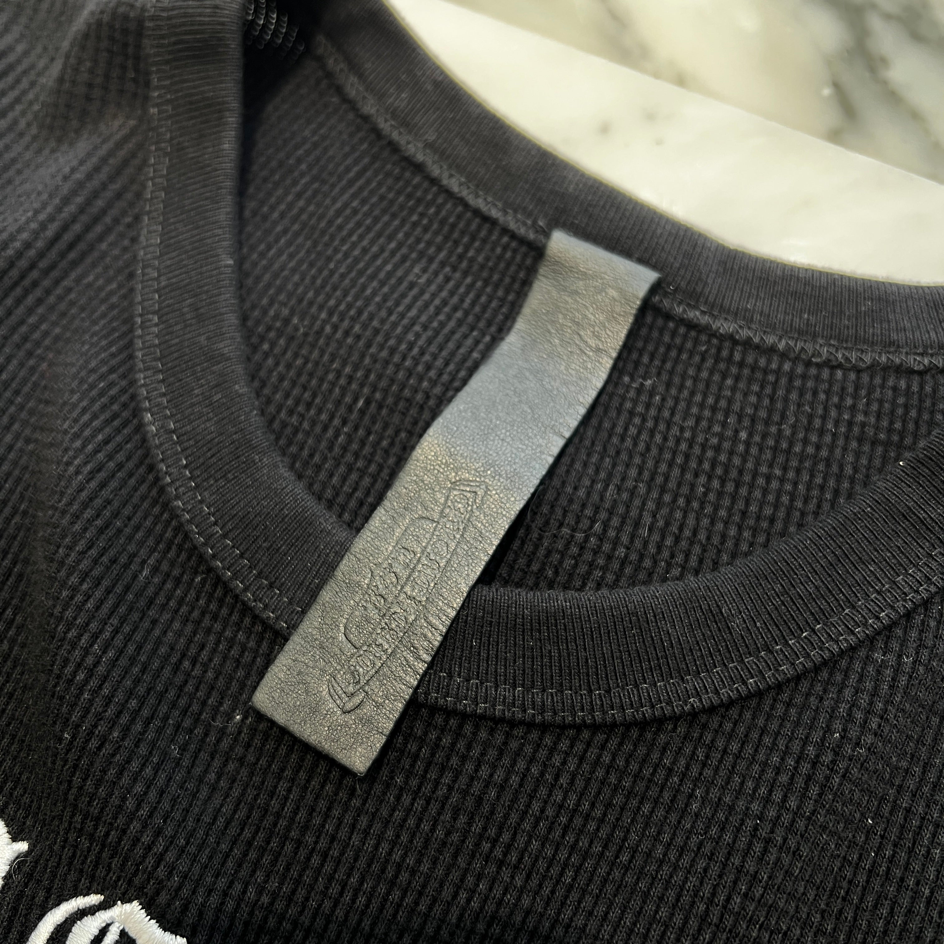 CHROME HEARTS King Taco 3 Cemetery Cross Embroidery Thermal Long Sleeve Tee Size XL クロムハ―ツ キングタコ 3セメタリークロス刺繍 サーマルロングスリーブTシャツ サイズXL