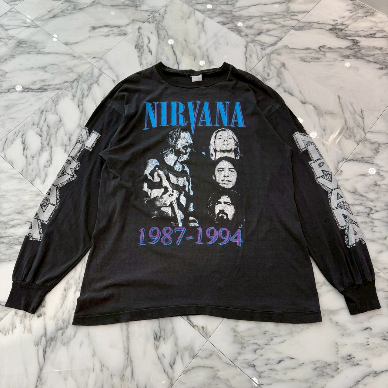 Vintage 90's Nirvana "1987-1994" Memorial Bootleg Long Sleeve Tee 90's ニルヴァーナ "1987-1994" メモリアル ブートレッグ ロングスリーブ Tシャツ