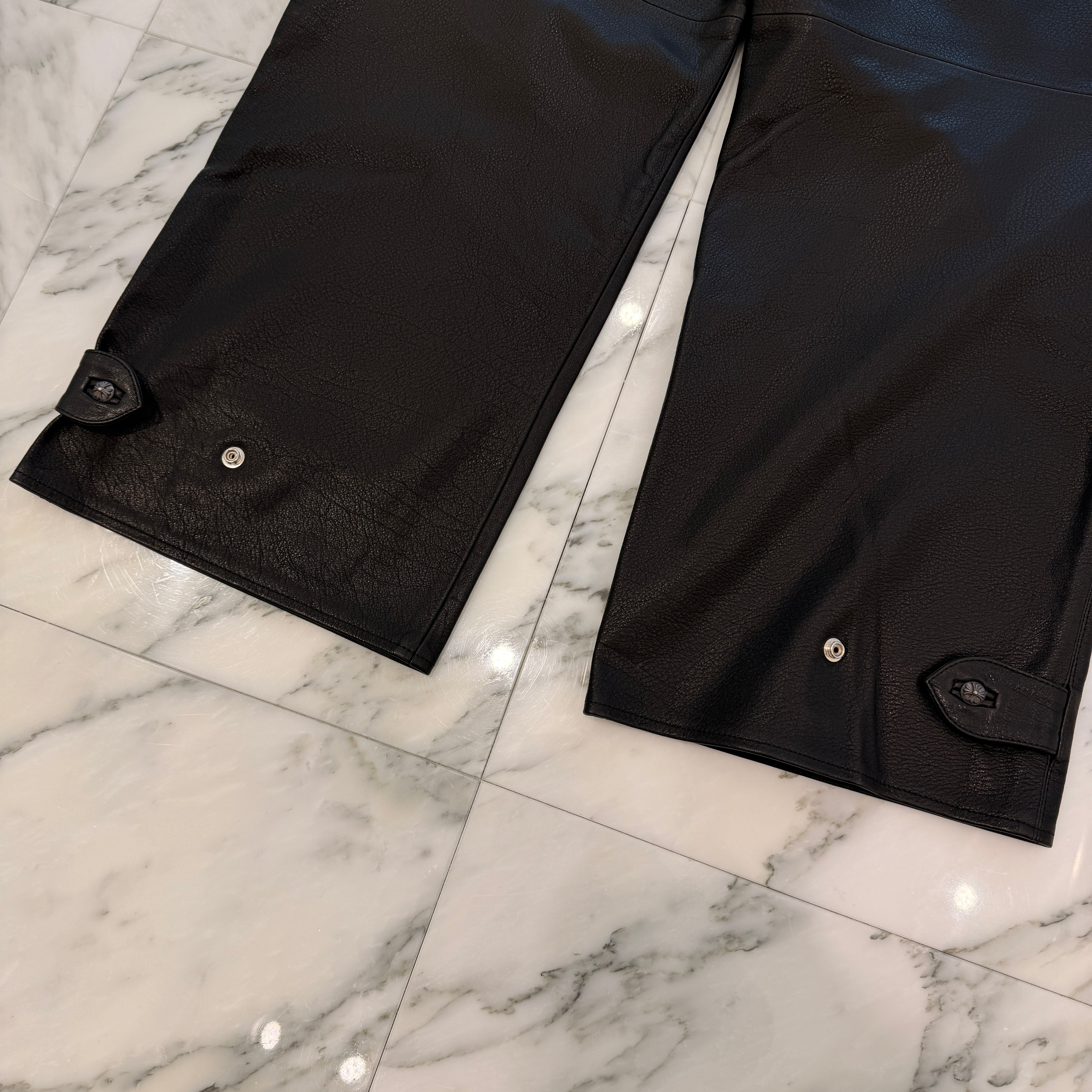 CHROME HEARTS Cross Ball Button Leather Cargo Pants Size 32 クロムハーツ クロスボールボタン レザー カーゴパンツ サイズ32