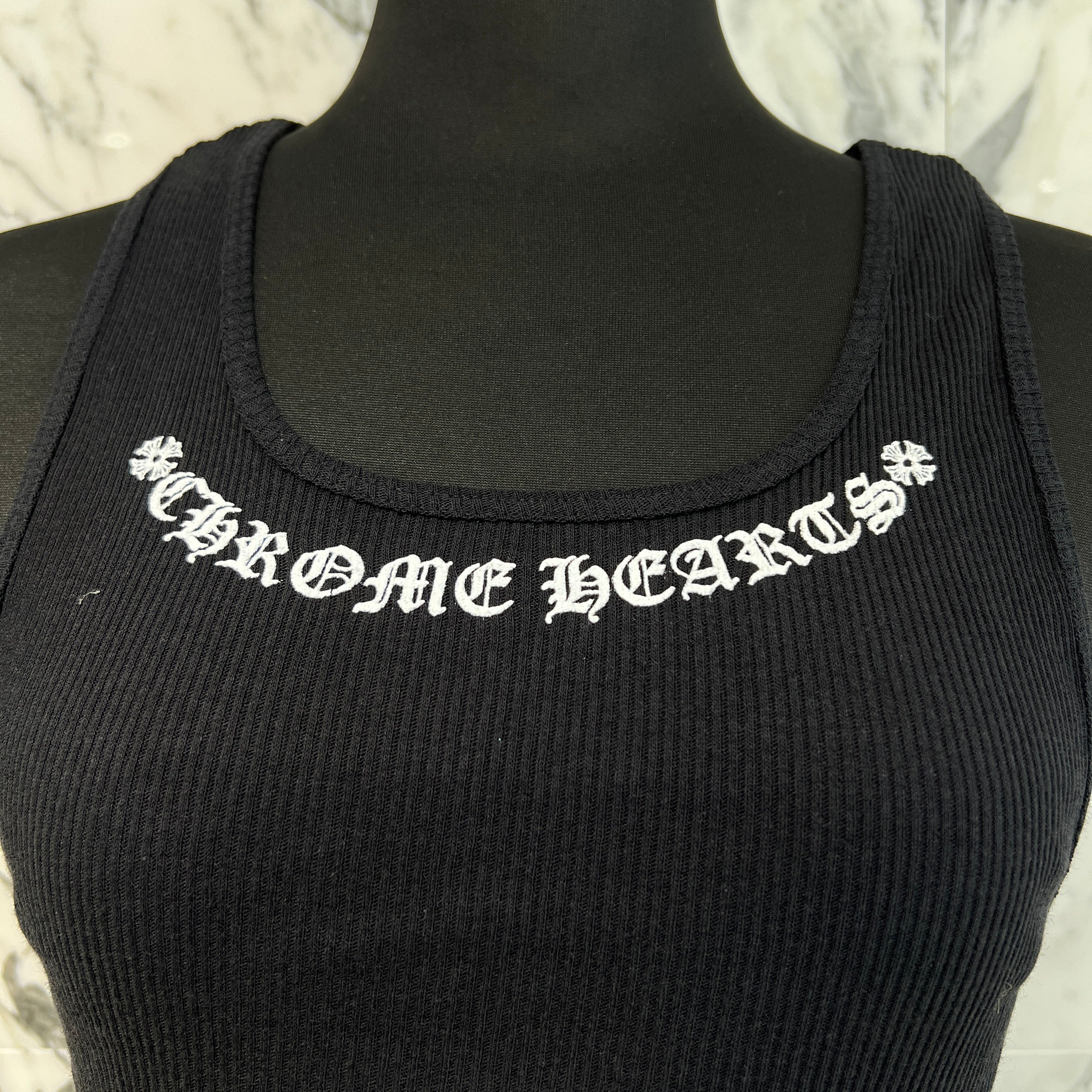 CHROME HEARTS Neck Logo Back Scroll Tank Top Size S クロムハーツ ネックロゴ バックスクロール タンクトップ サイズS