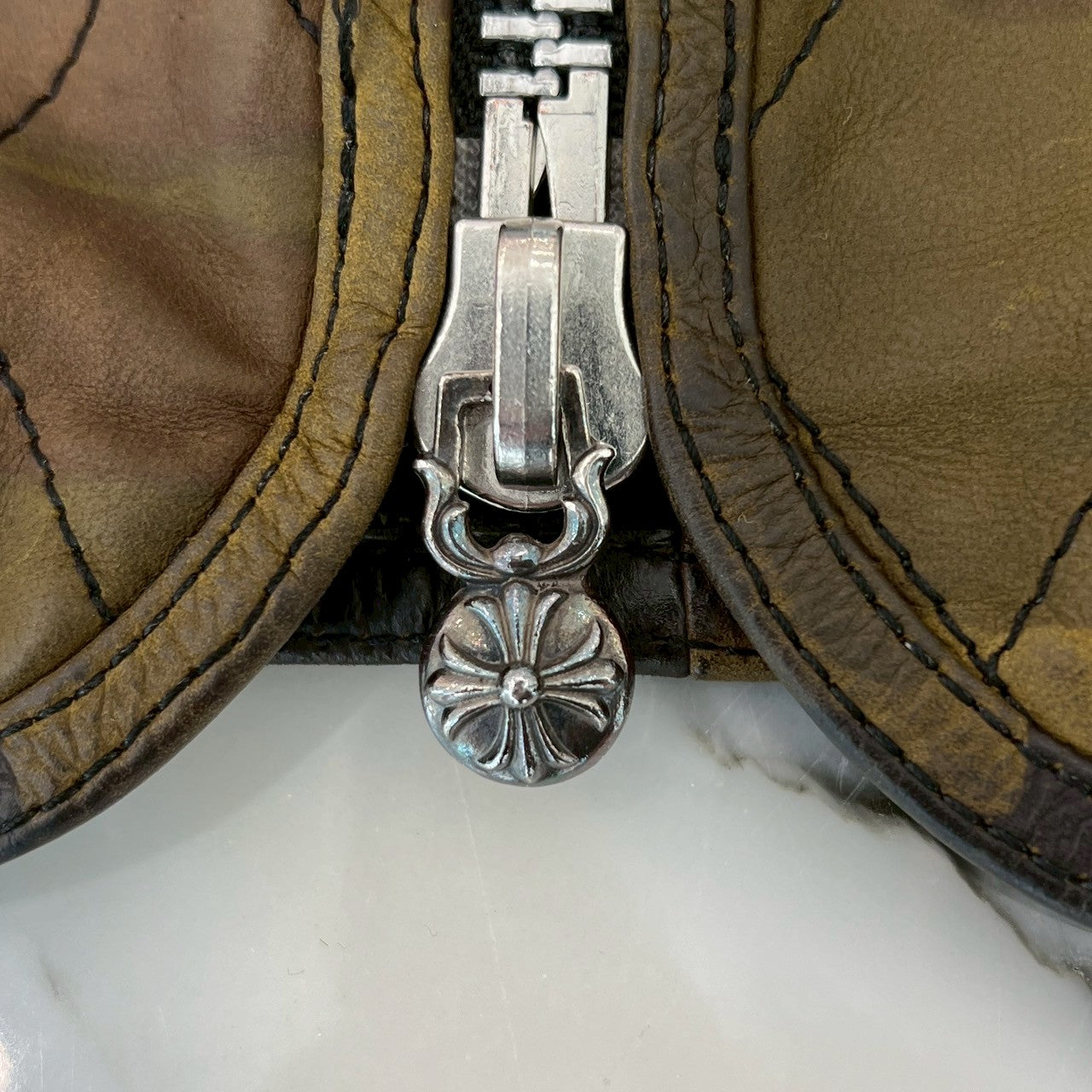 CHROME HEARTS Camouflage Leather Cross Patch DUCK VEST Size L クロムハーツ カモフラージュ レザークロスパッチ ダックベスト サイズL