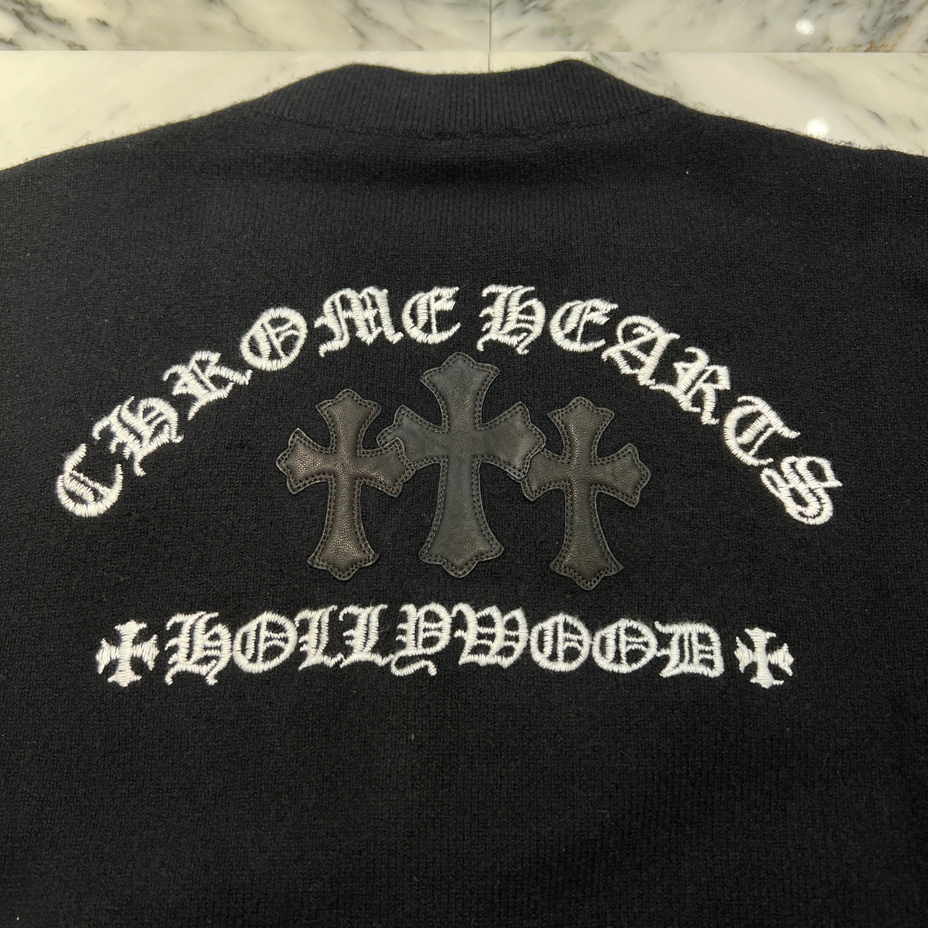 CHROME HEARTS YNOT King Taco 3 Cemetery Cross Patch Cashmere Cardigan Size L クロムハーツ ワイノット キングタコ 3セメタリークロスパッチ カシミヤカーディガン サイズL