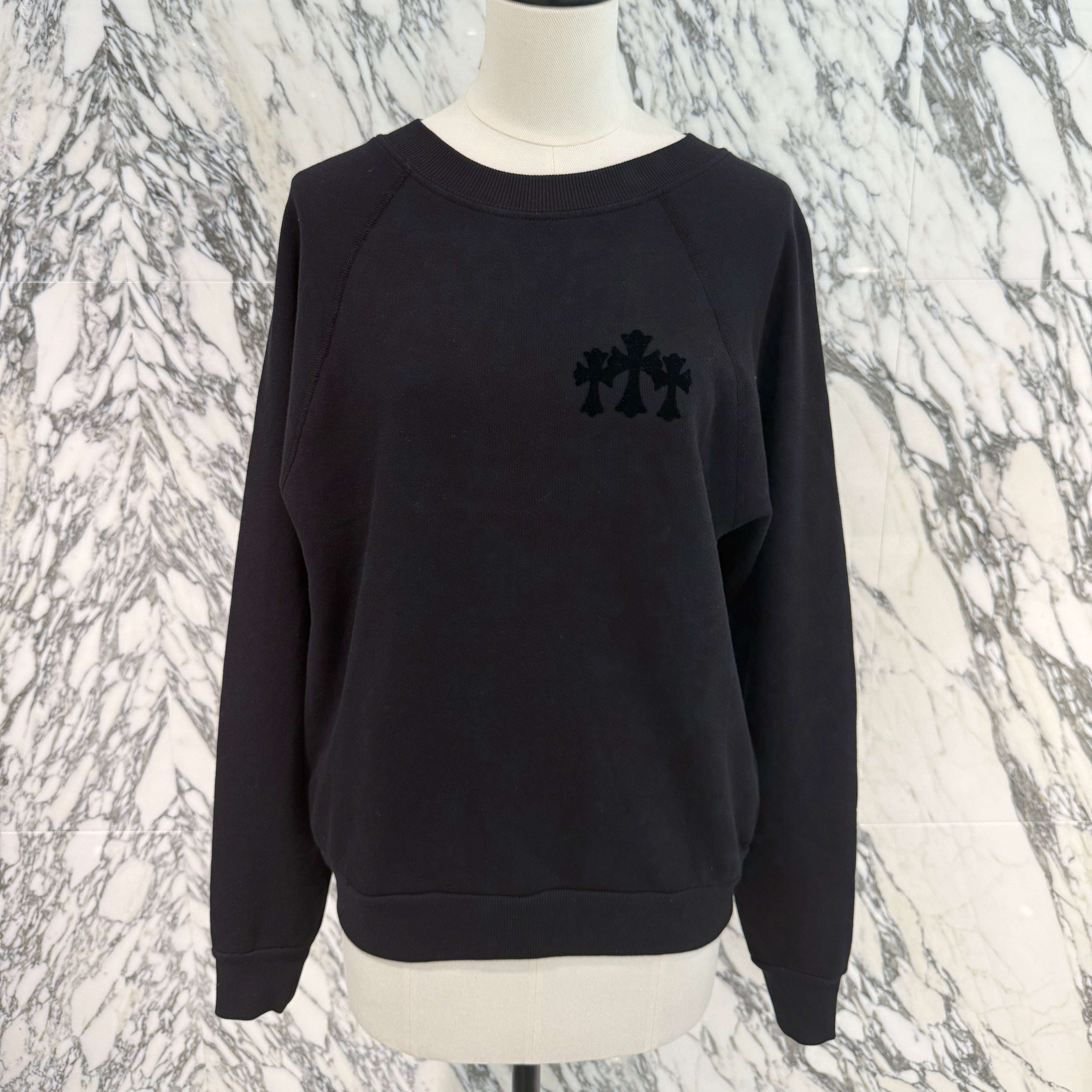 CHROME HEARTS Y NOT Cemetery Cross Flock Patch Sweat Shirt Size XS クロムハーツ ワイノット セメタリークロス フロッキーパッチ スウェットシャツ サイズXS