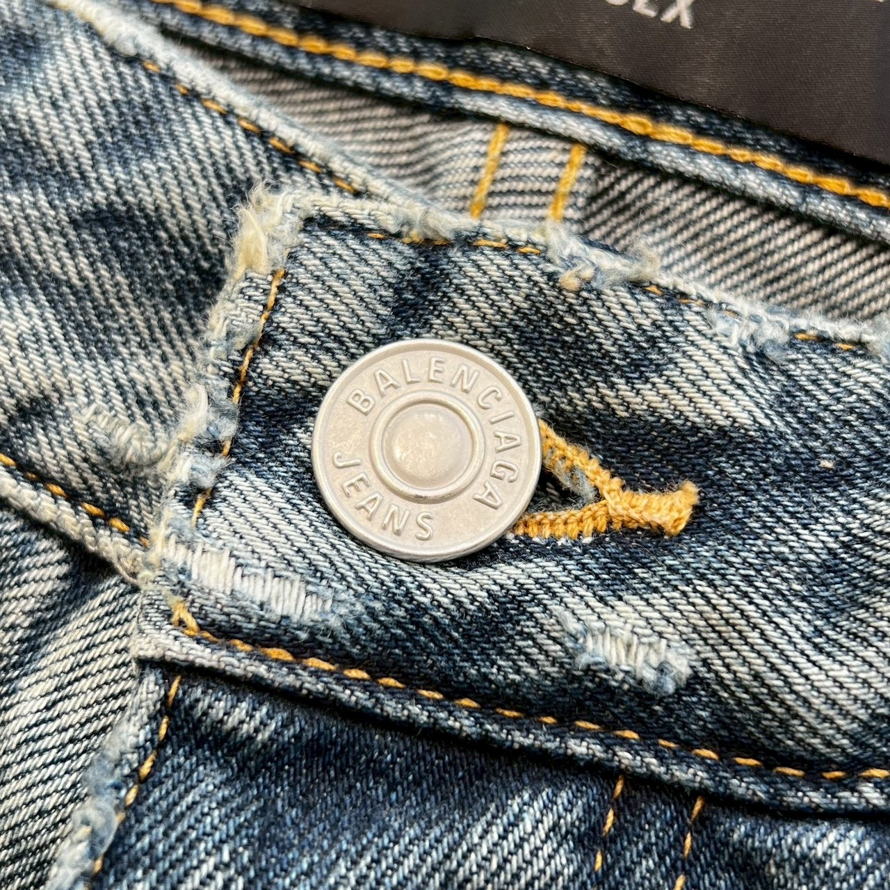 BALENCIAGA 2023SS Distressed Baggy Denim Pants 745213 TNW01 Size XS バレンシアガ ダメージ加工 バギーデニムパンツ サイズXS