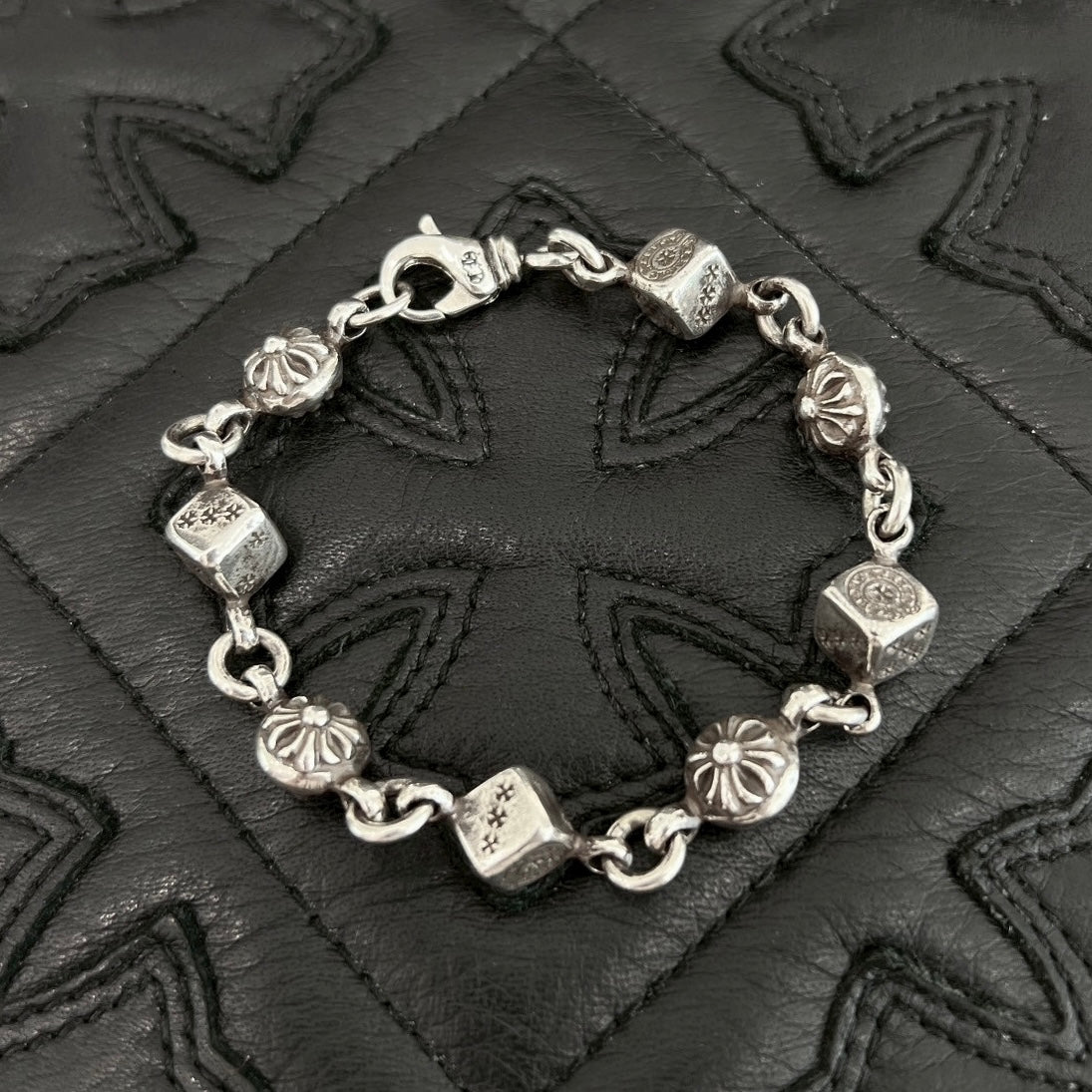 CHROME HEARTS DICE Cross Ball Silver Bracelet Size 8 LINK クロムハーツ ダイス クロスボール シルバー ブレスレット サイズ8リンク