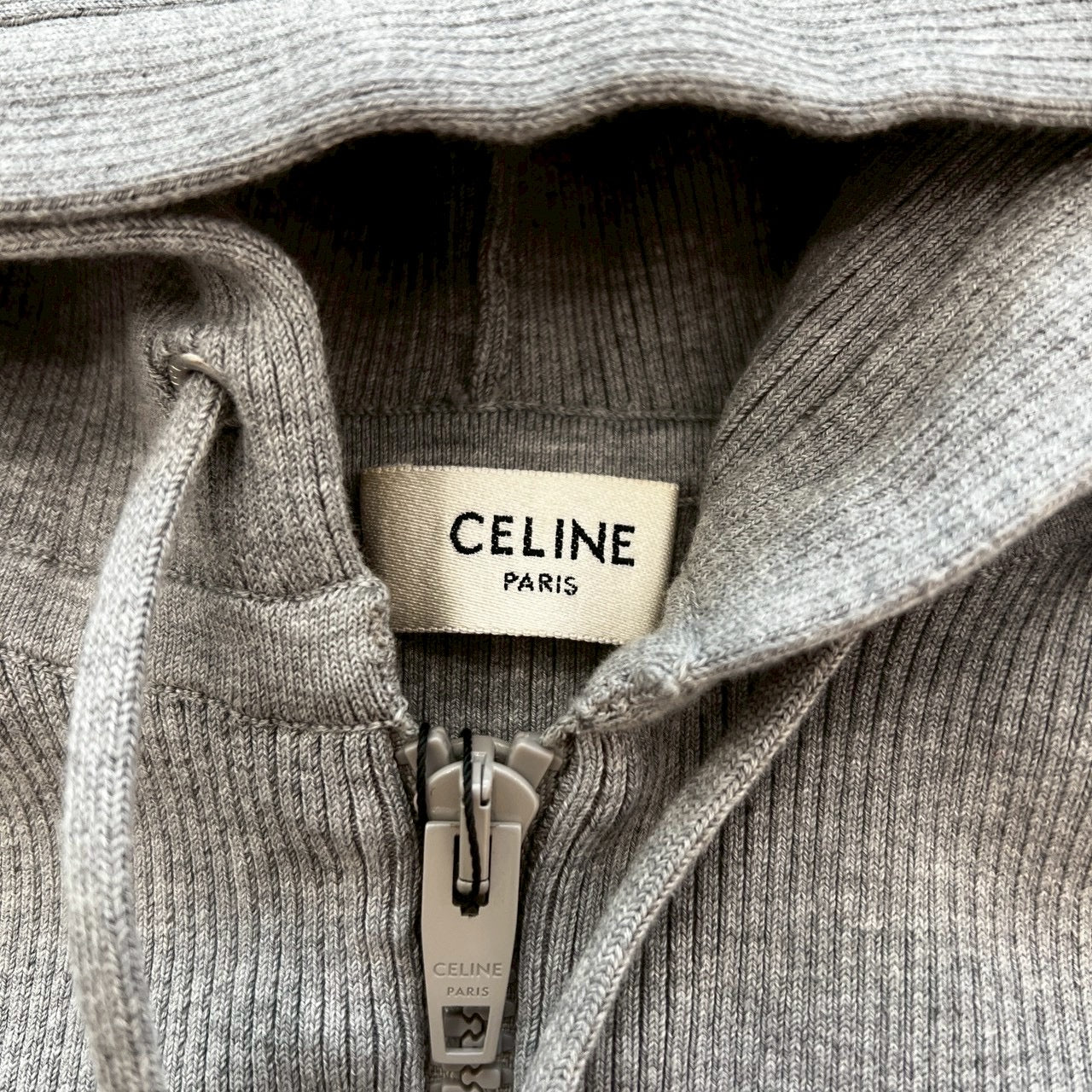 CELINE 2022AW Zip Up Logo Short Sleeve Hoodie 2A27Z372N Size L セリーヌ ジップアップ ロゴ ショートスリーブ フーディ サイズL