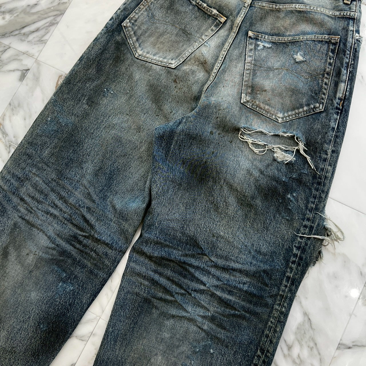 BALENCIAGA 2023SS Distressed Baggy Denim Pants 745213 TNW01 Size XS バレンシアガ ダメージ加工 バギーデニムパンツ サイズXS