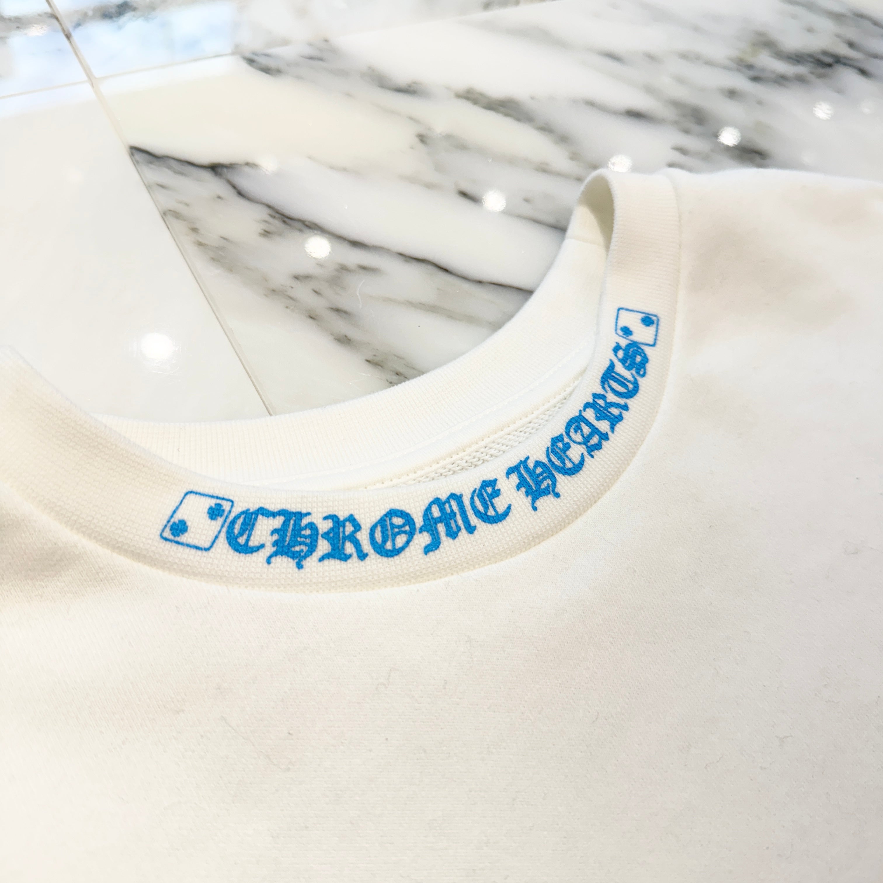 CHROME HEARTS Las Vegas Limited Fontainebleau Neck Logo Dice Print Crewneck Sweatshirt Size XXL クロムハーツ ラスベガス限定 フォンテンブロー ネックロゴ ダイスプリント クルーネックスウェットシャツ サイズXXL