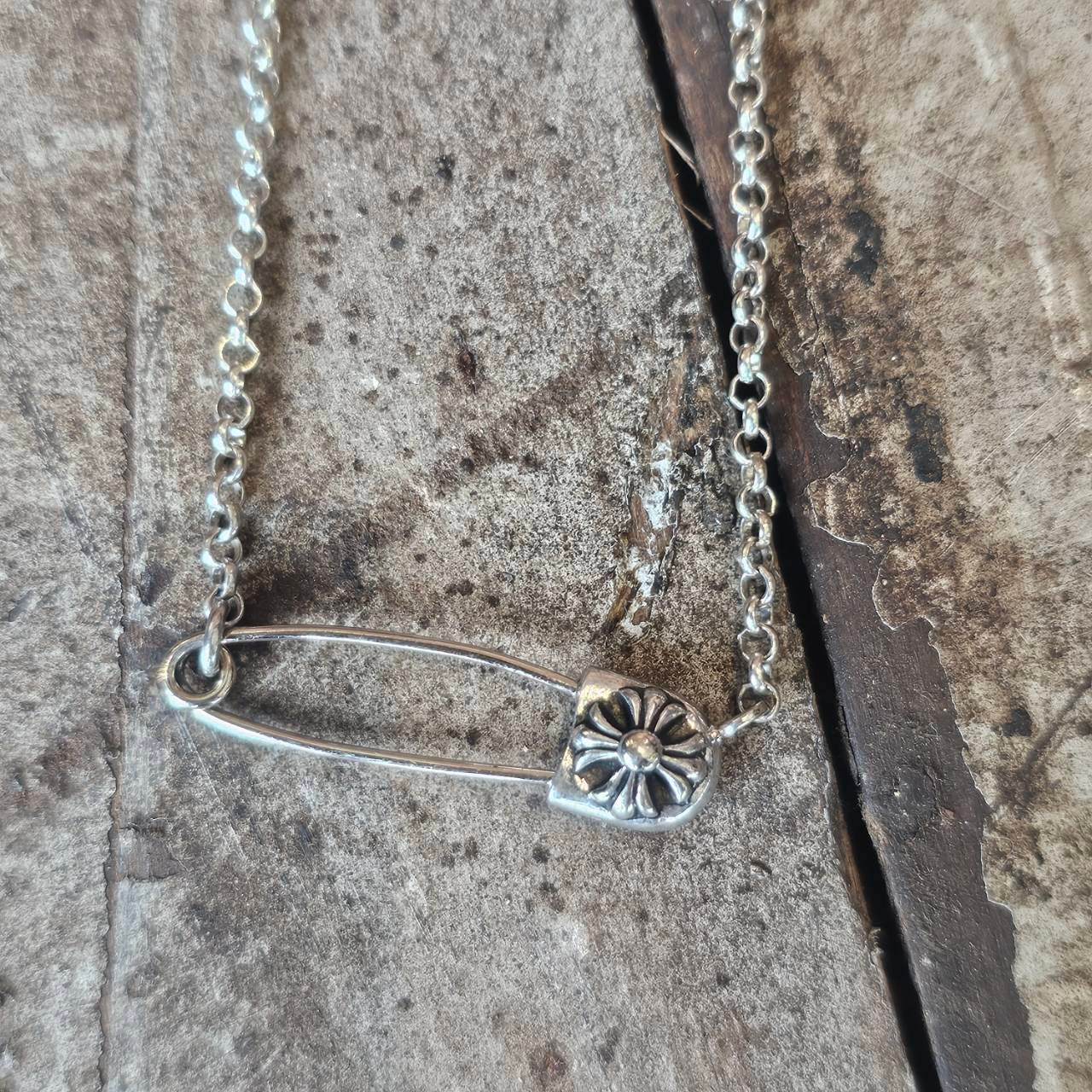 CHROME HEARTS Safety Pin Roll Chain Necklace Size 18 Inch クロム