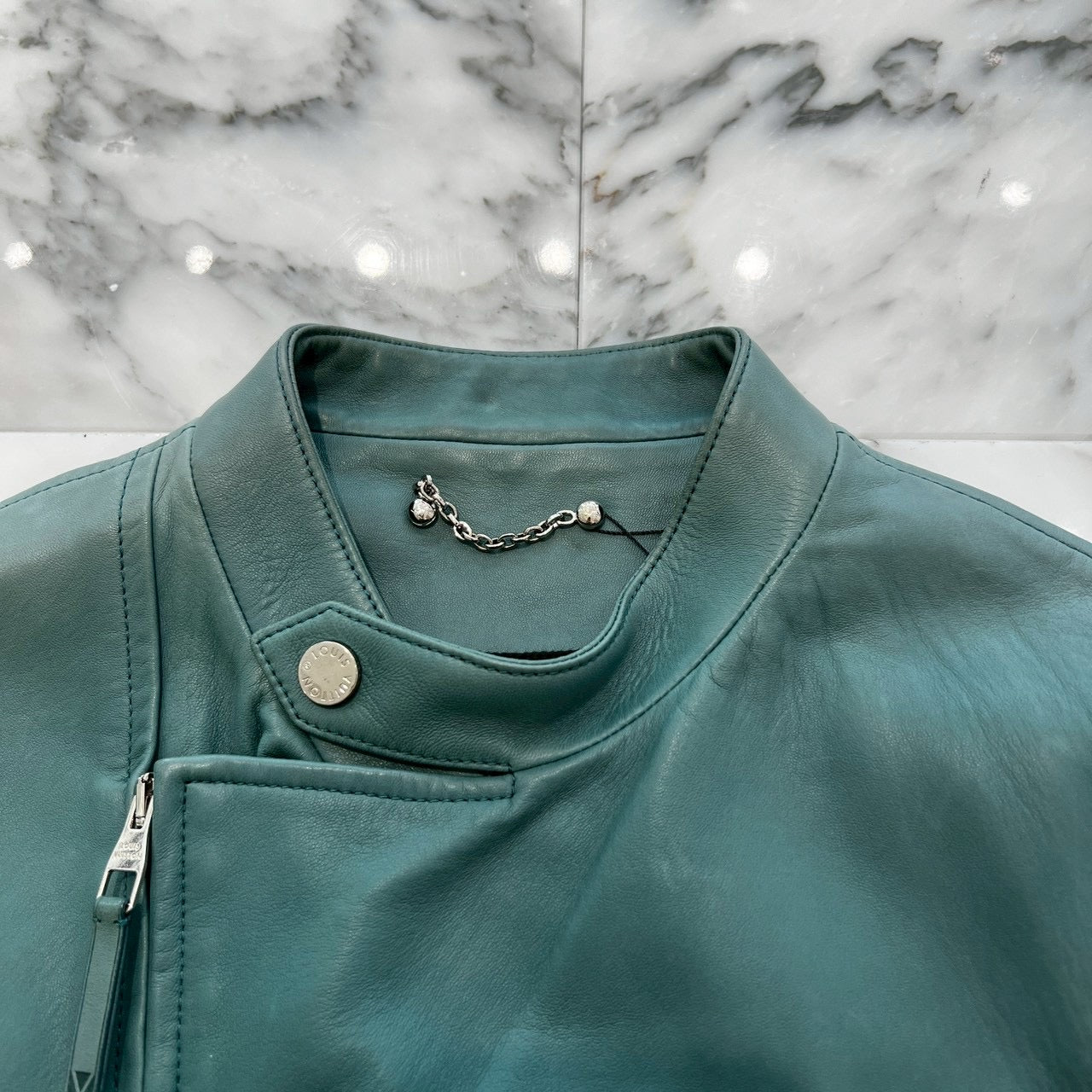 LOUIS VUITTON 2015SS Sheepskin Double Rider Leather Jacket H7L06EKR5 Size 44 ルイヴィトン シープスキン ダブルライダース レザージャケット サイズ44