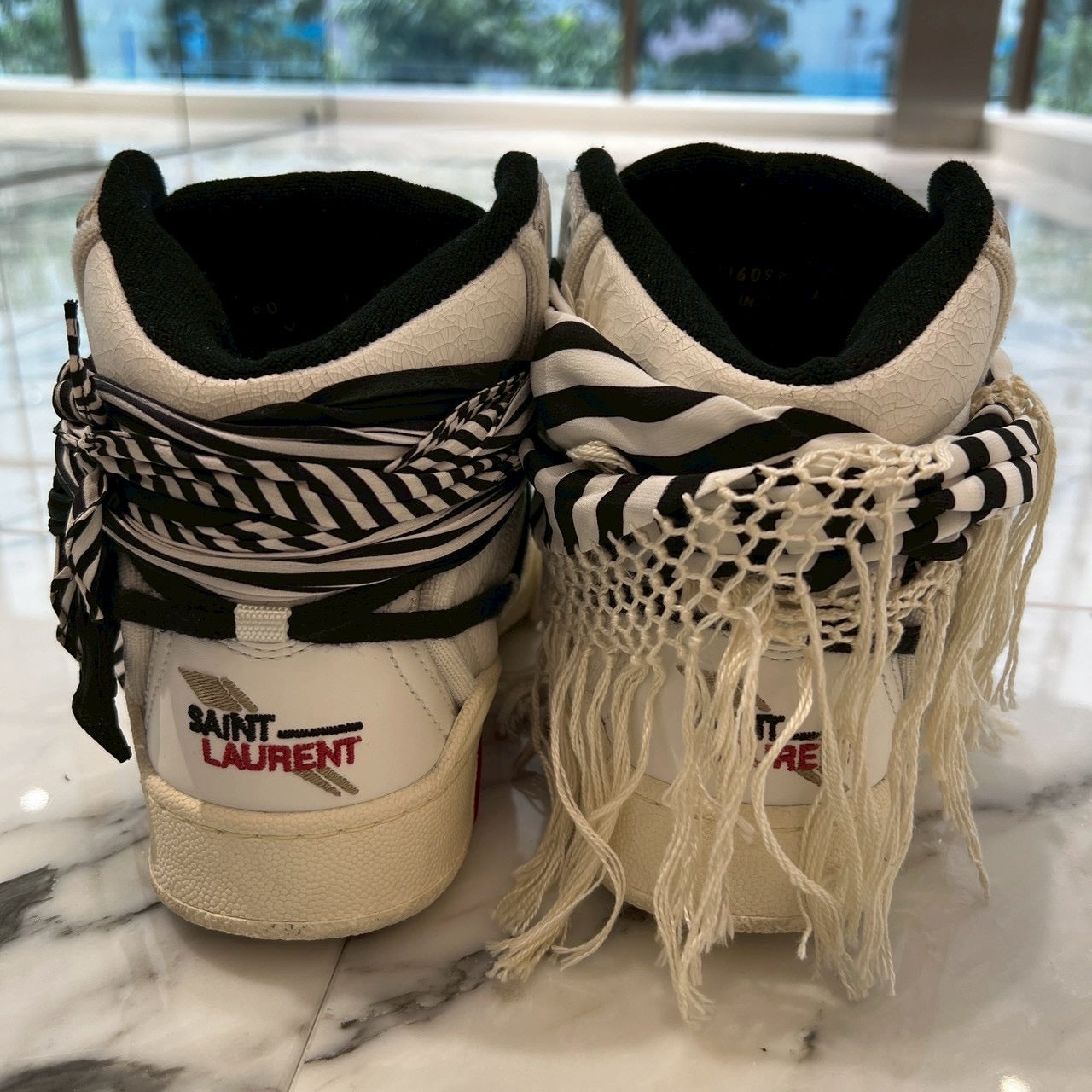 SAINT LAURENT PARIS 2025SS Smith Bandana High Top Sneakers