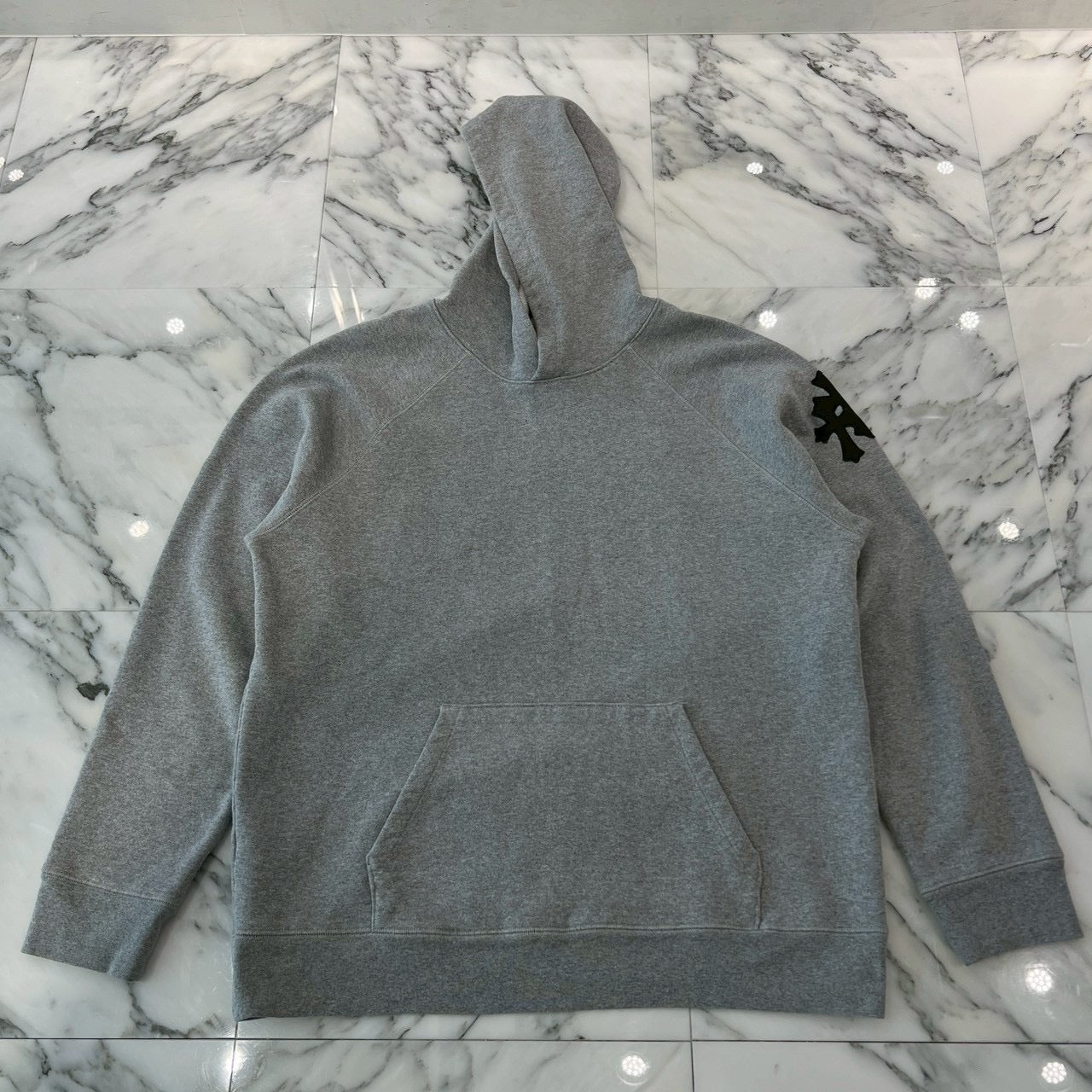 CHROME HEARTS Y NOT Cemetery Cross Leather Patch Pullover Hoodie Size XL クロムハーツ ワイノット セメタリークロス レザーパッチ プルオーバーフーディー サイズXL