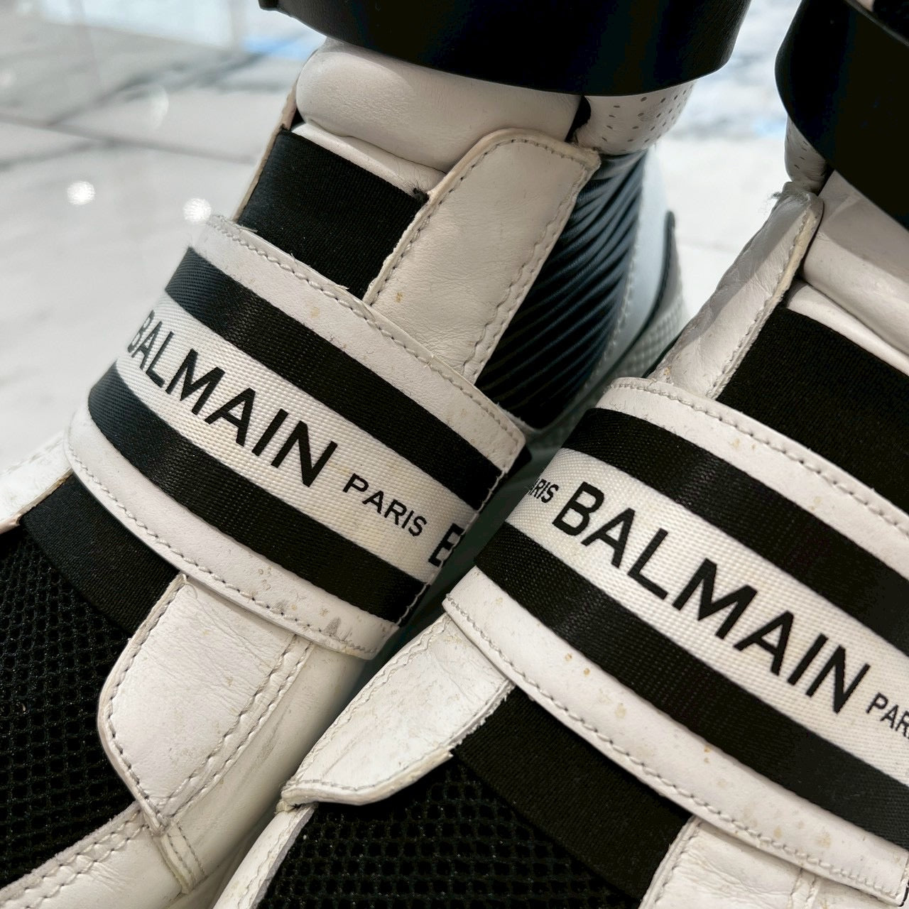 BALMAIN EXTON Logo Tape High Cut Sneakers Size 45U バルマン