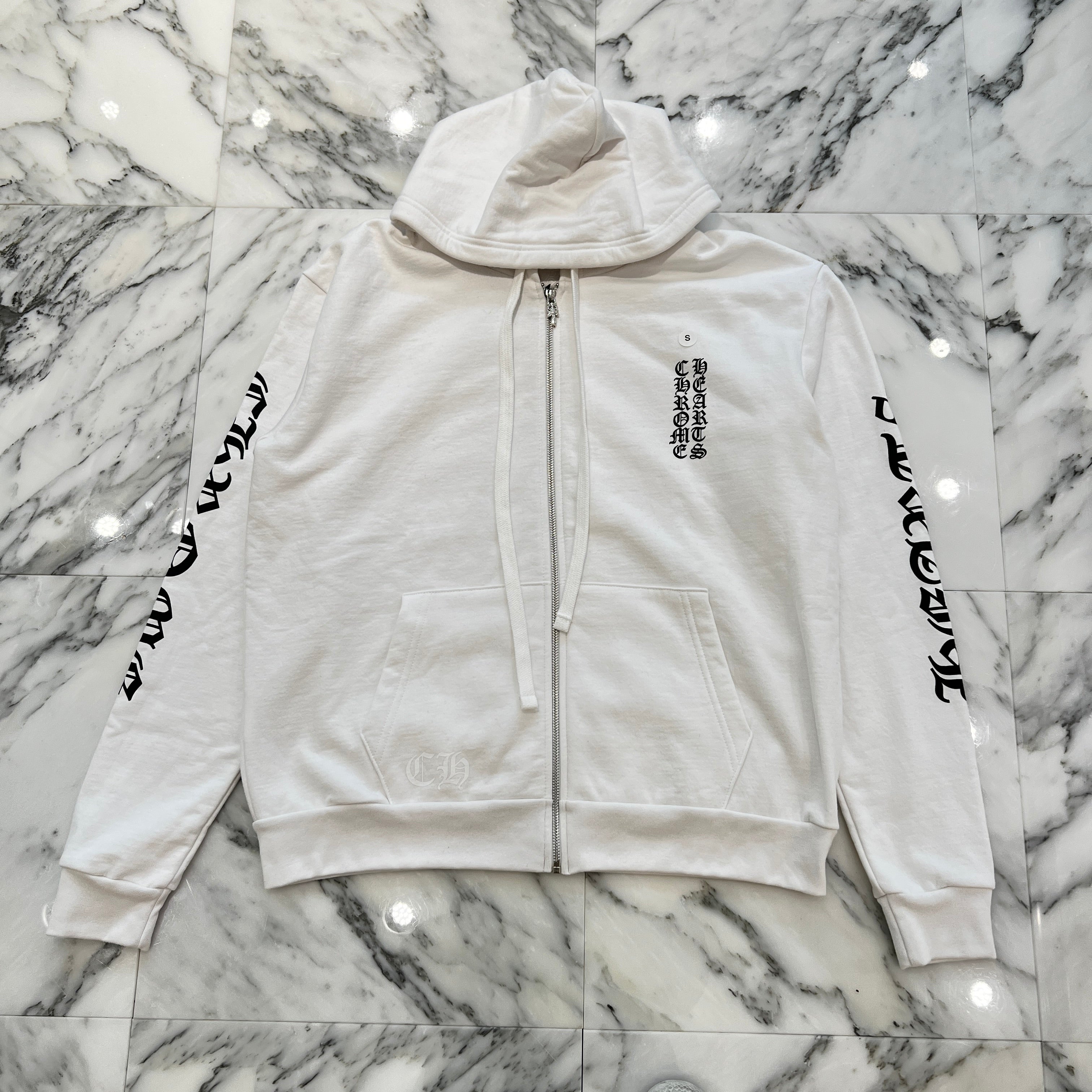 CHROME HEARTS Vertical Logo Zip Up Hoodie Size S クロムハーツ ヴァーティカルロゴ ジップアップ フーディー サイズS