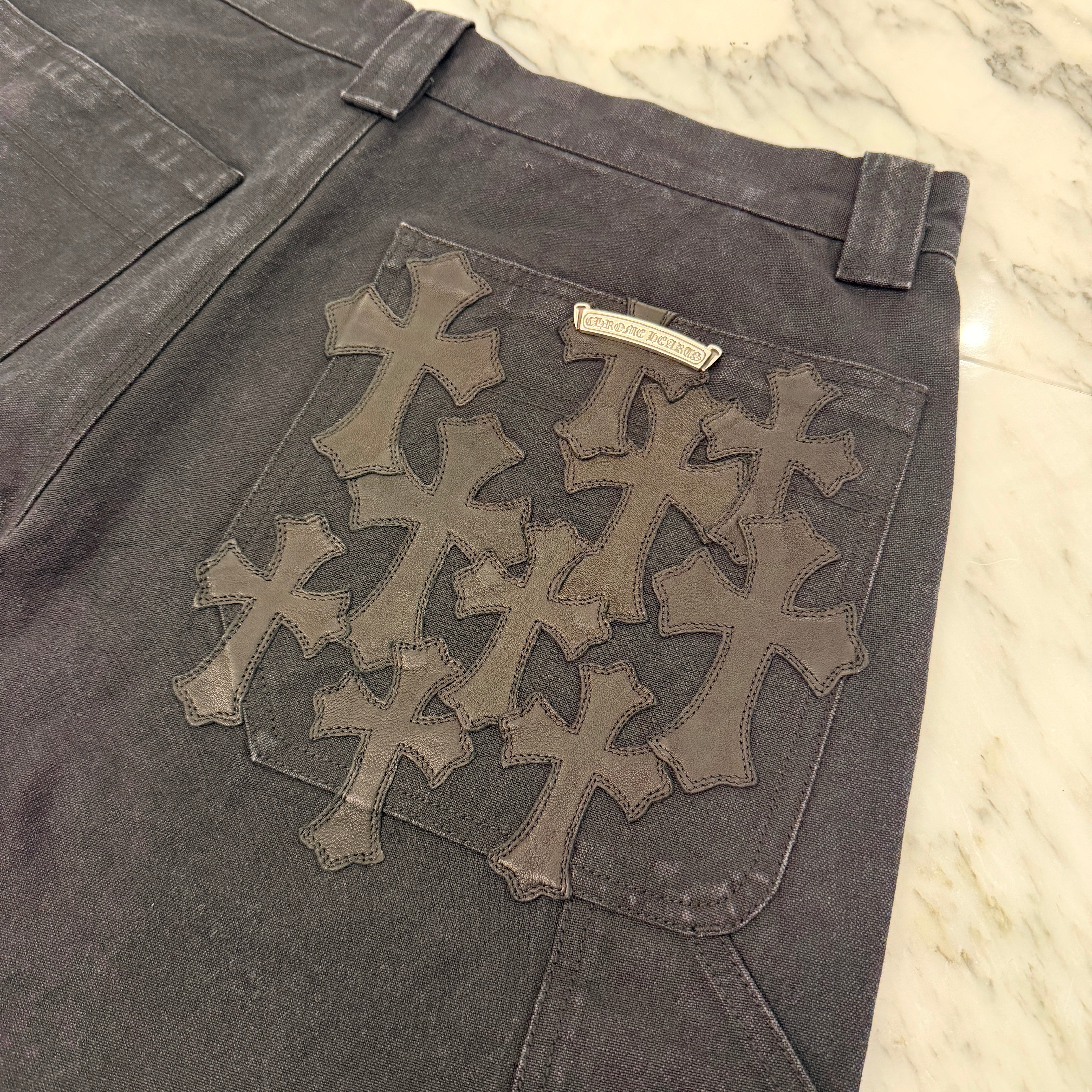CHROME HEARTS Carpenter Cemetery Cross Patch Denim Shorts Size 34 クロムハーツ カーペンター セメタリークロスパッチ デニムショーツ サイズ34