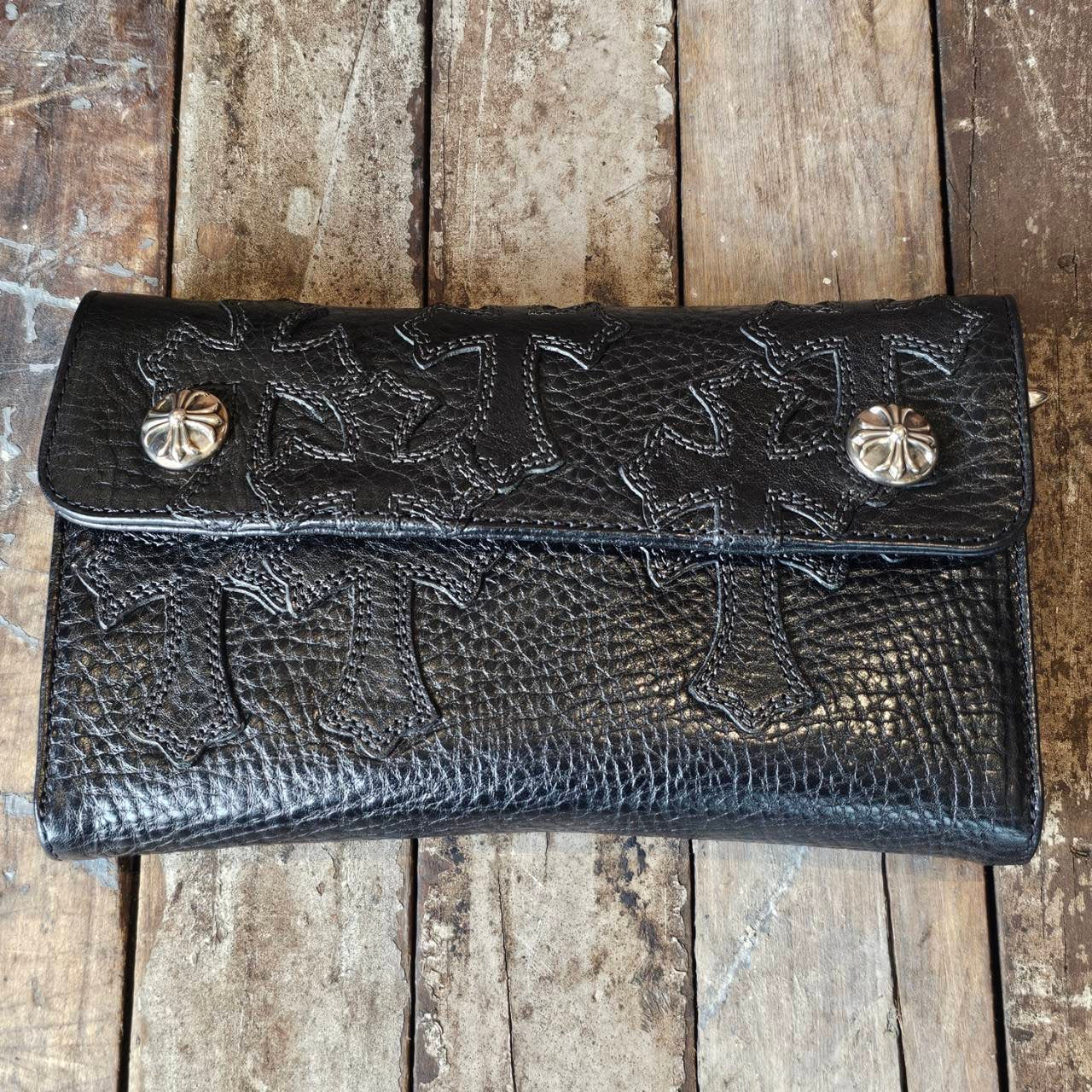 CHROME HEARTS Cemetery Cross Leather Patch Wave Cross Ball Wallet クロムハーツ セメタリークロス レザーパッチ ウェーブクロスボール ウォレット