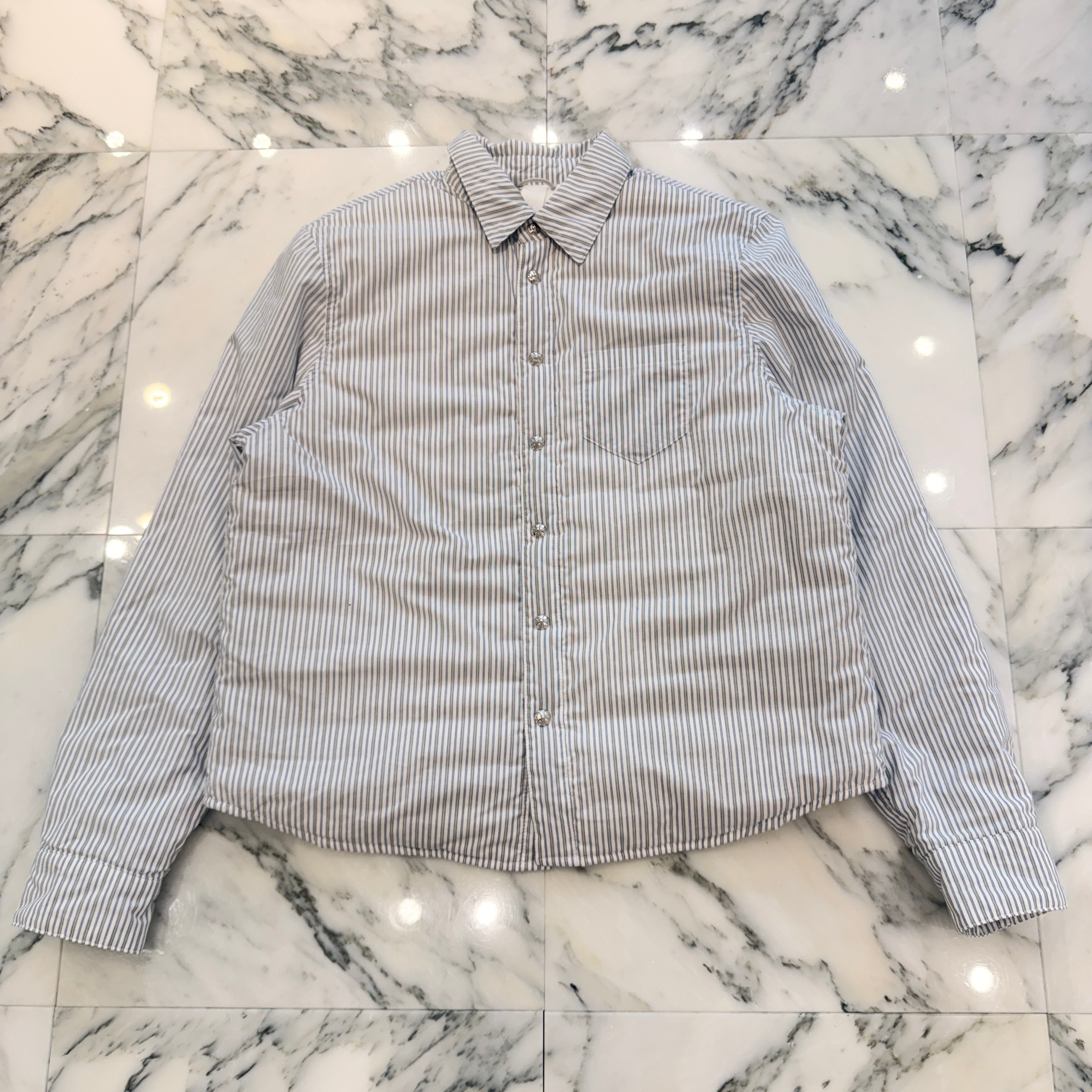 CHROME HEARTS Y NOT WORK DOG Striped Down Jacket Size S クロムハーツ ワイノット ワークドッグ ストライプ ダウンジャケット サイズS