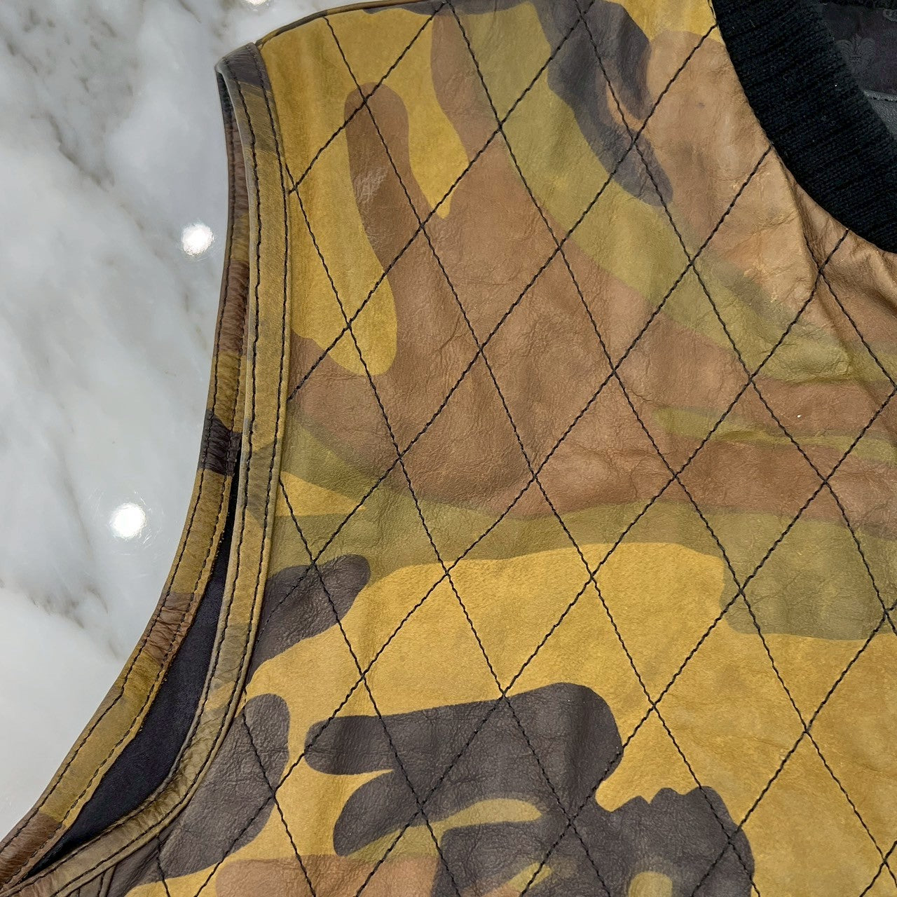 CHROME HEARTS Camouflage Leather Cross Patch DUCK VEST Size L クロムハーツ カモフラージュ レザークロスパッチ ダックベスト サイズL