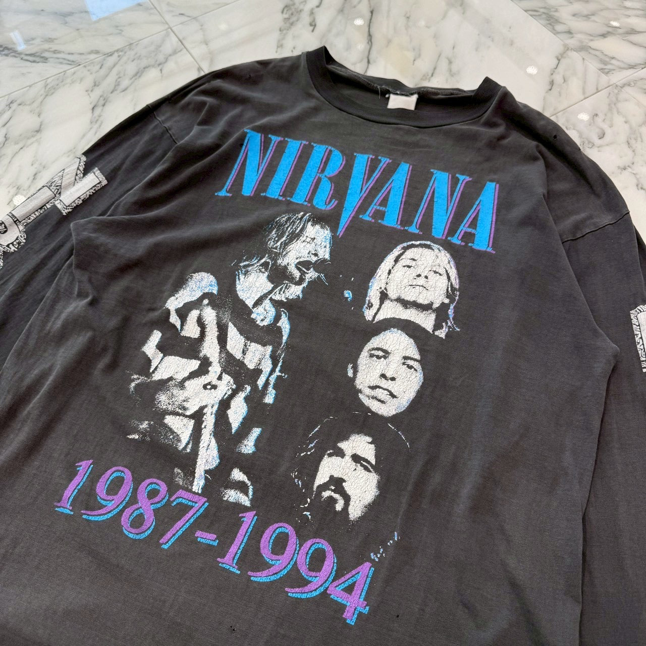 Vintage 90's Nirvana "1987-1994" Memorial Bootleg Long Sleeve Tee 90's ニルヴァーナ "1987-1994" メモリアル ブートレッグ ロングスリーブ Tシャツ