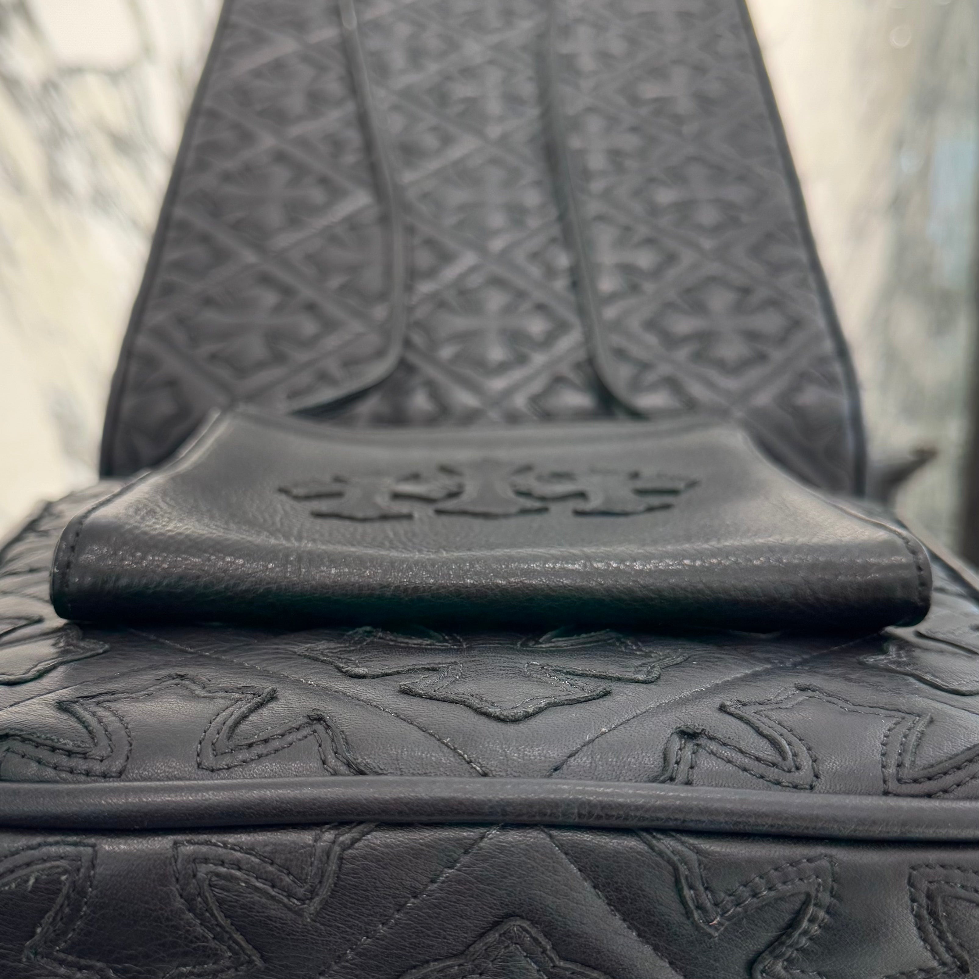 CHROME HEARTS Square Pocket 3 Cemetery Cross Leather Patch Shoulder Bag クロムハーツ スクエアポケット 3セメタリークロス レザーパッチ ショルダーバッグ