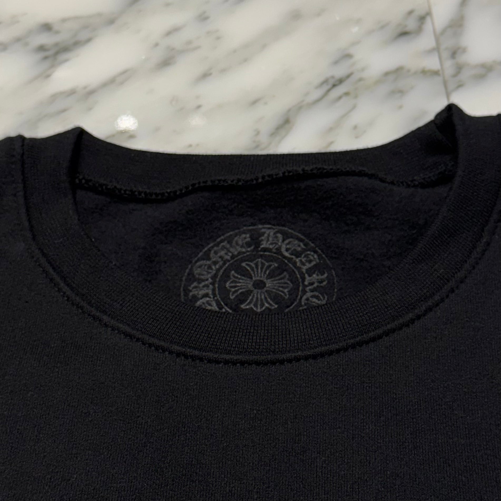 CHROME HEARTS Floral Cross Horseshoe Crewneck Sweat Shirts Size L クロムハーツ フローラルクロス ホースシュー クルーネック スウェットシャツ サイズL